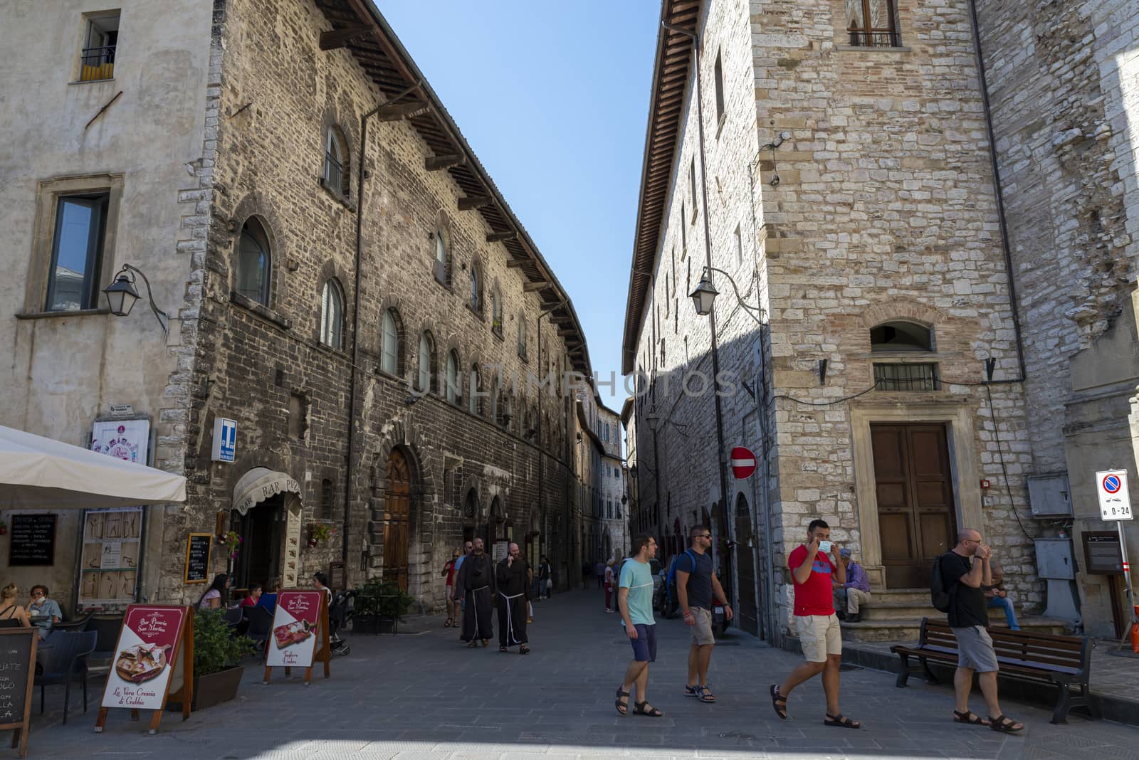 gubbio,italy august 29 2020:street cavour in the heart of the town of Gubbio