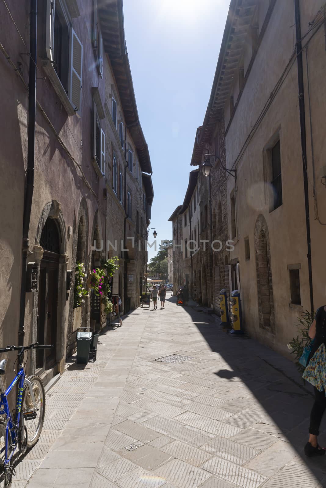 gubbio,italy august 29 2020:street camillo benso count of cavour in the center of Gubbio
