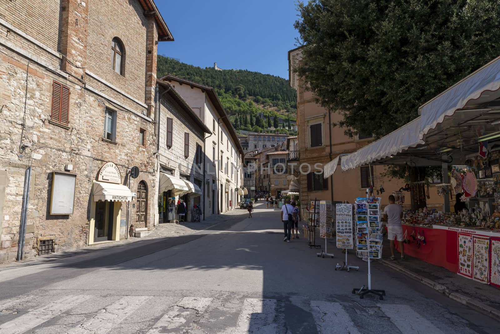 gubbio,italy august 29 2020:street of Repubblica in the town of Gubbio