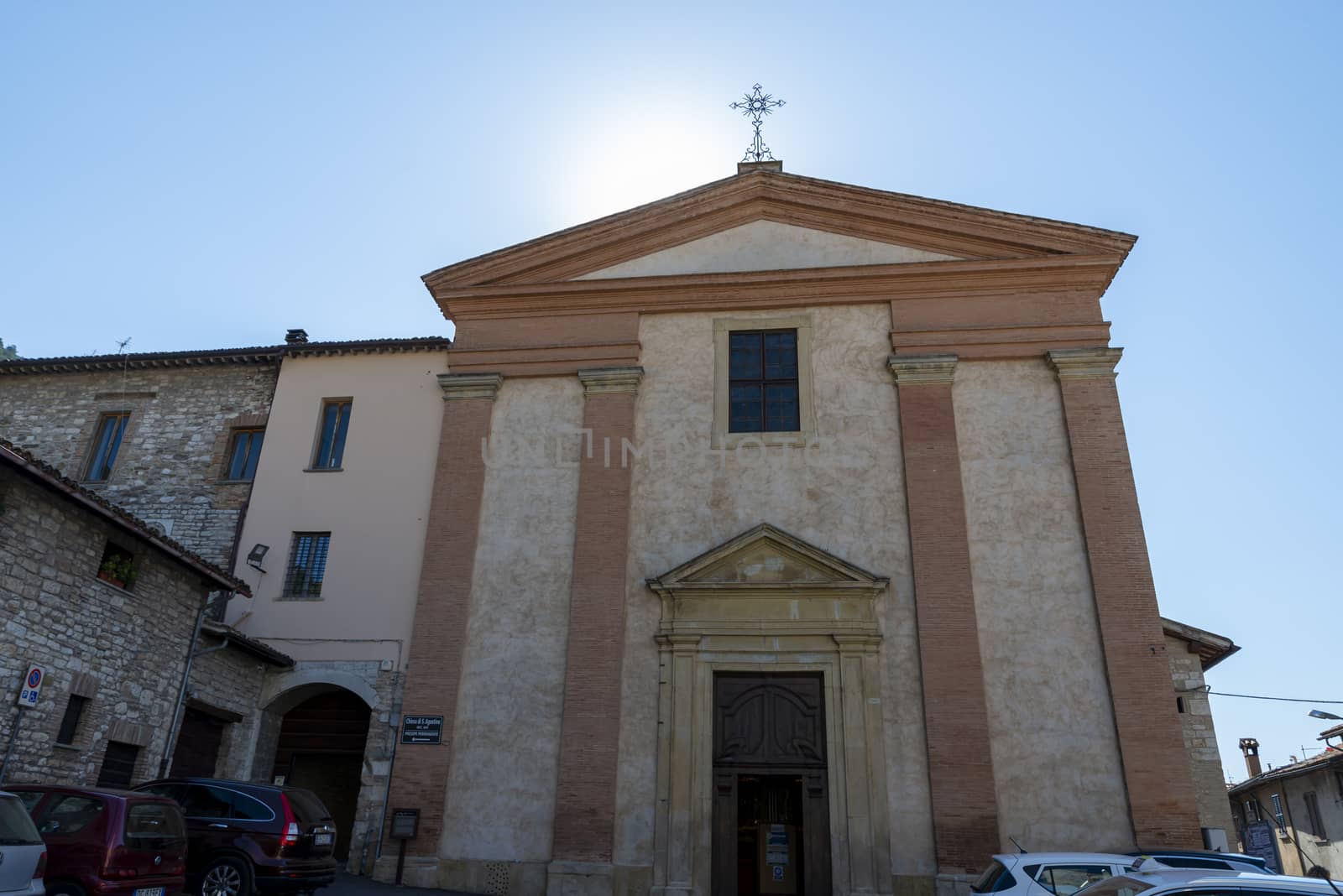 gubbio,italy august 29 2020:parish church of sant agostino in the town of gubbio