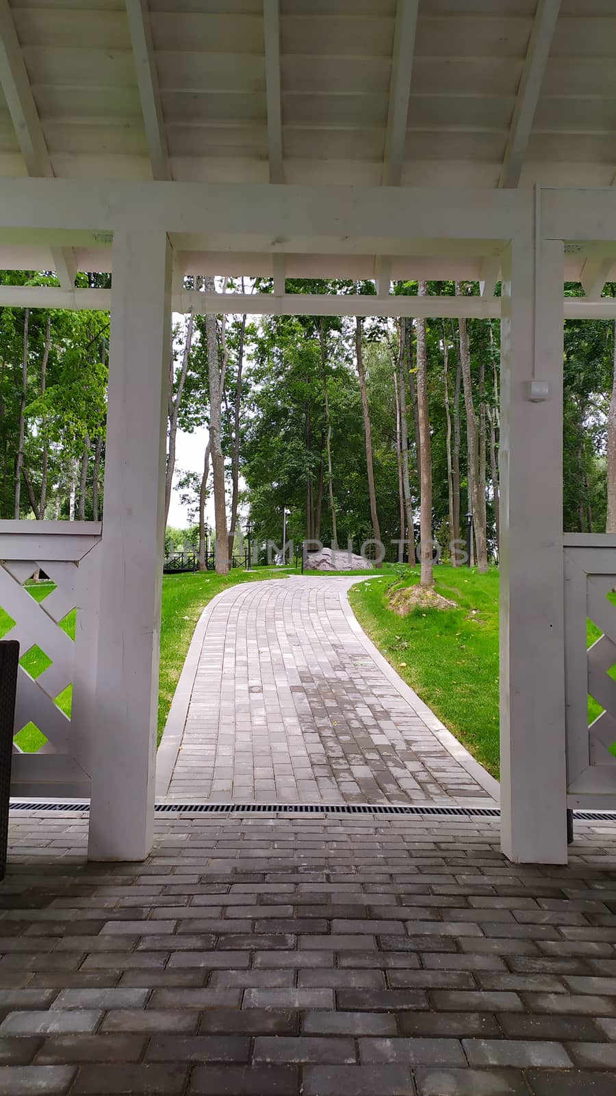 View from gazebo on green park