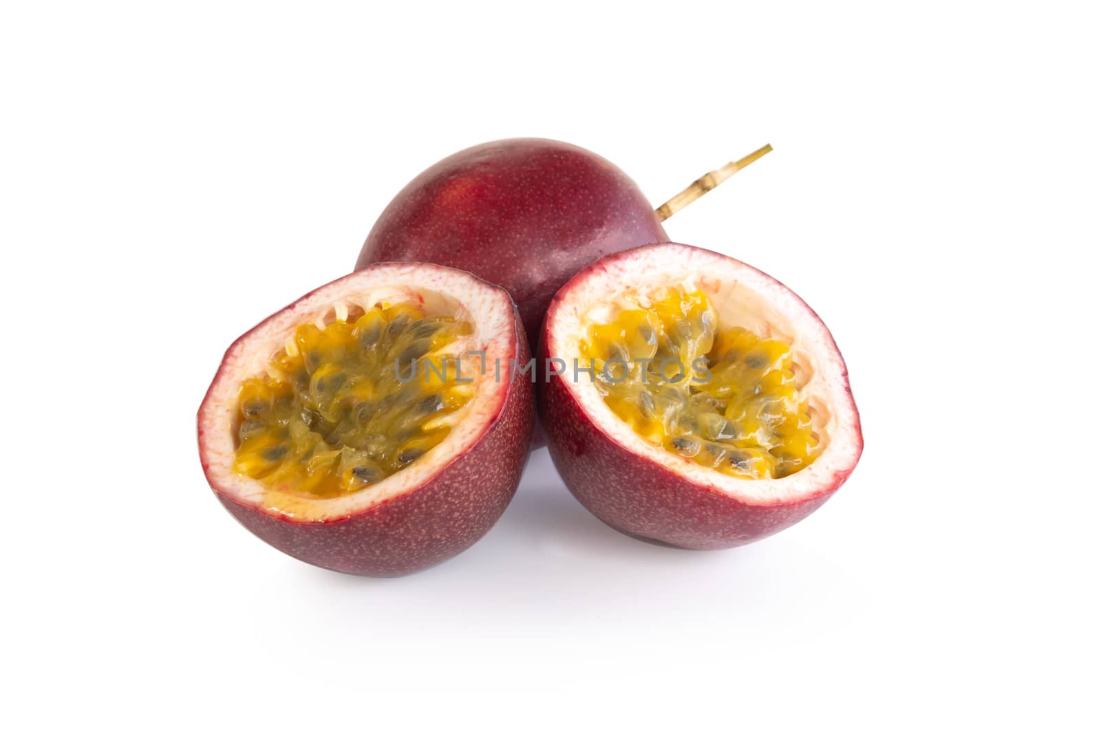 Passion fruit isolated on white background, fruit for healthy concept