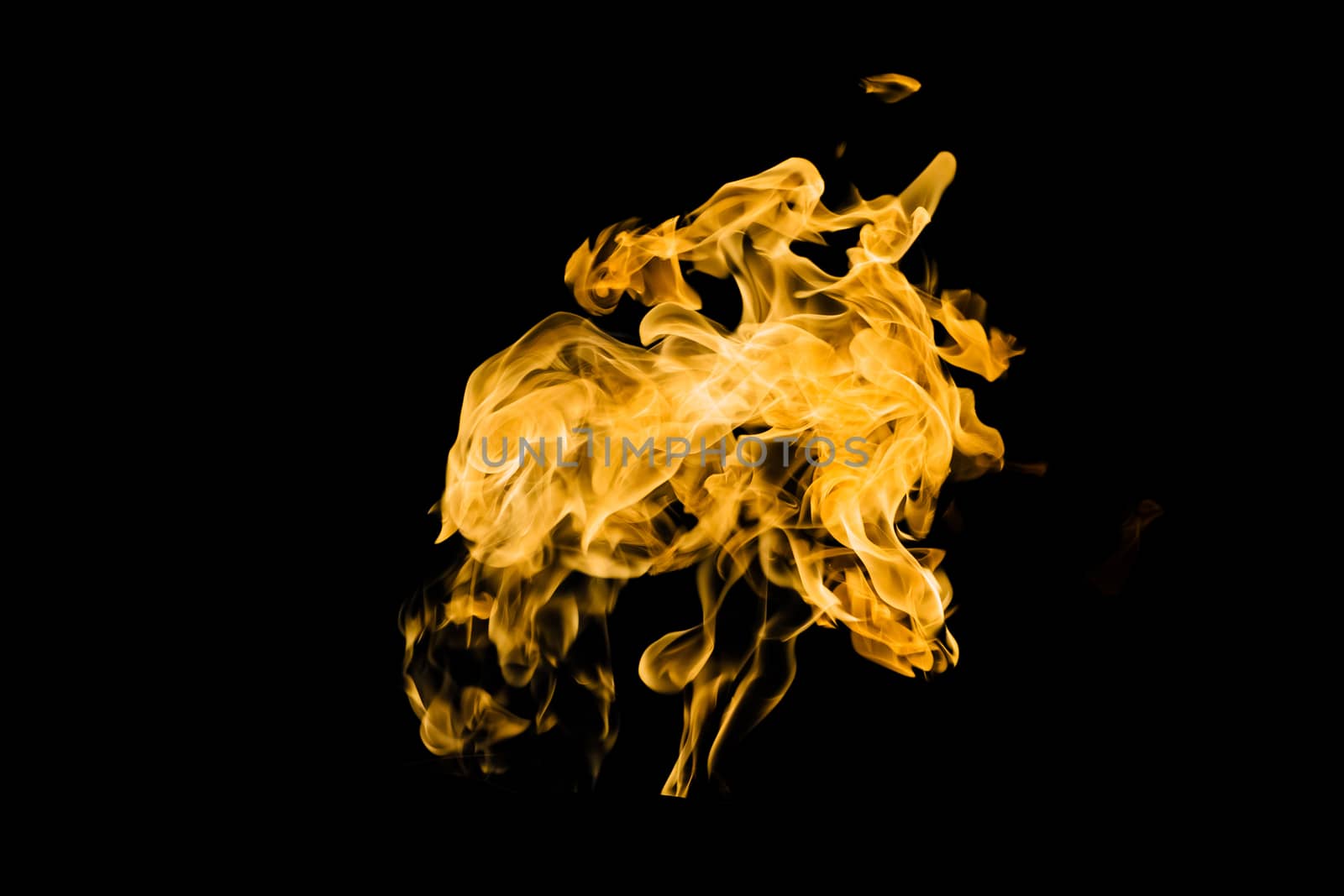 Fire flames on black background isolated. Burning gas or gasolin by YevgeniySam