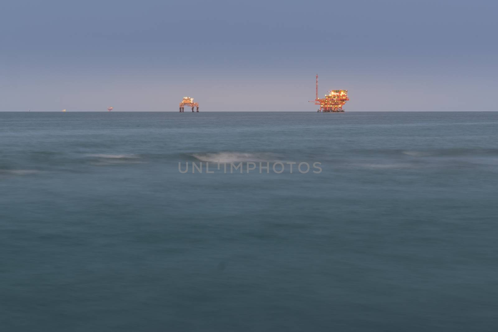 Adriatic sea extraction and transformation of natural gas, platforms located near ravenna, italy.