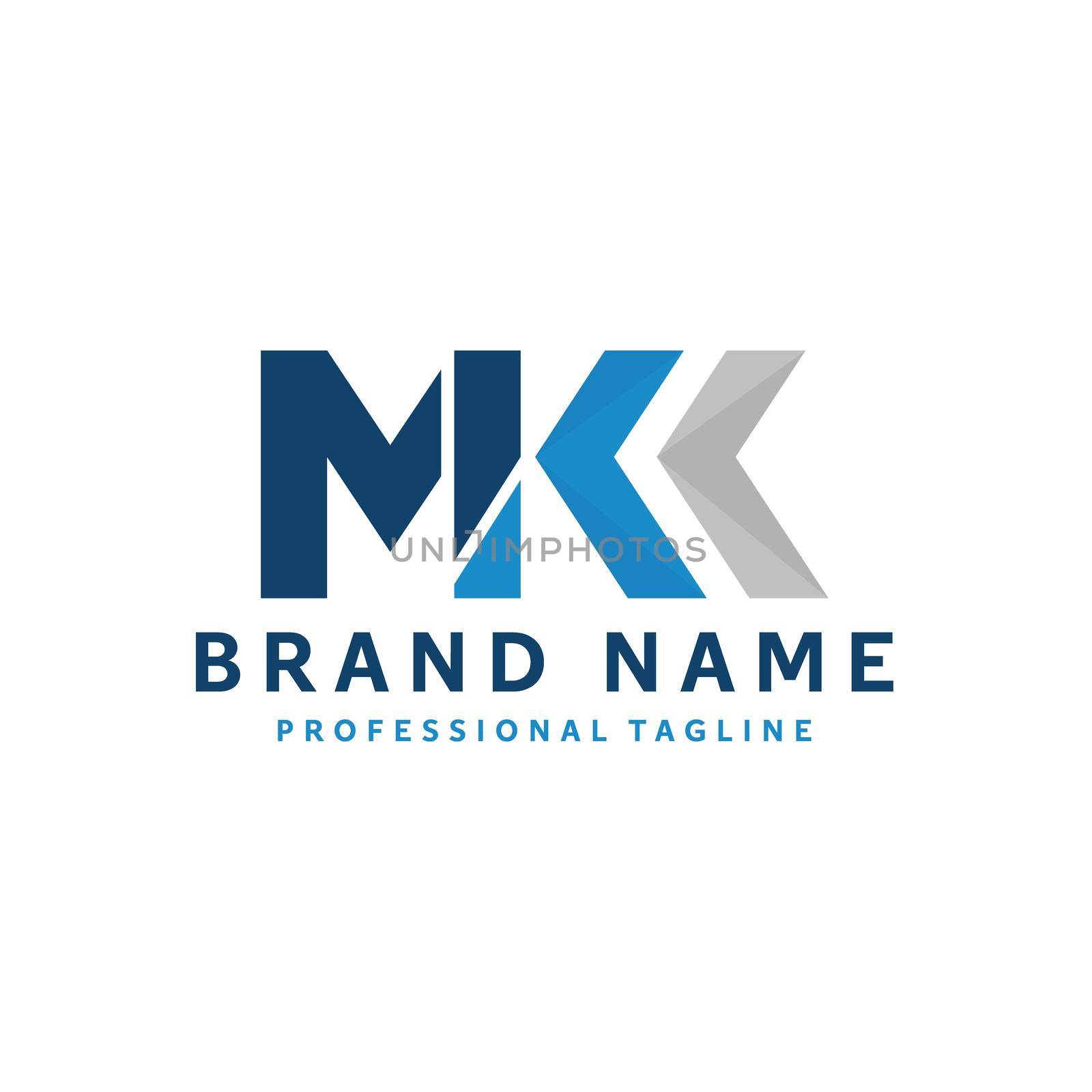 Clean initial vector Logo template with alphabet letters M and K in geometric logotype. Modern corporate identity