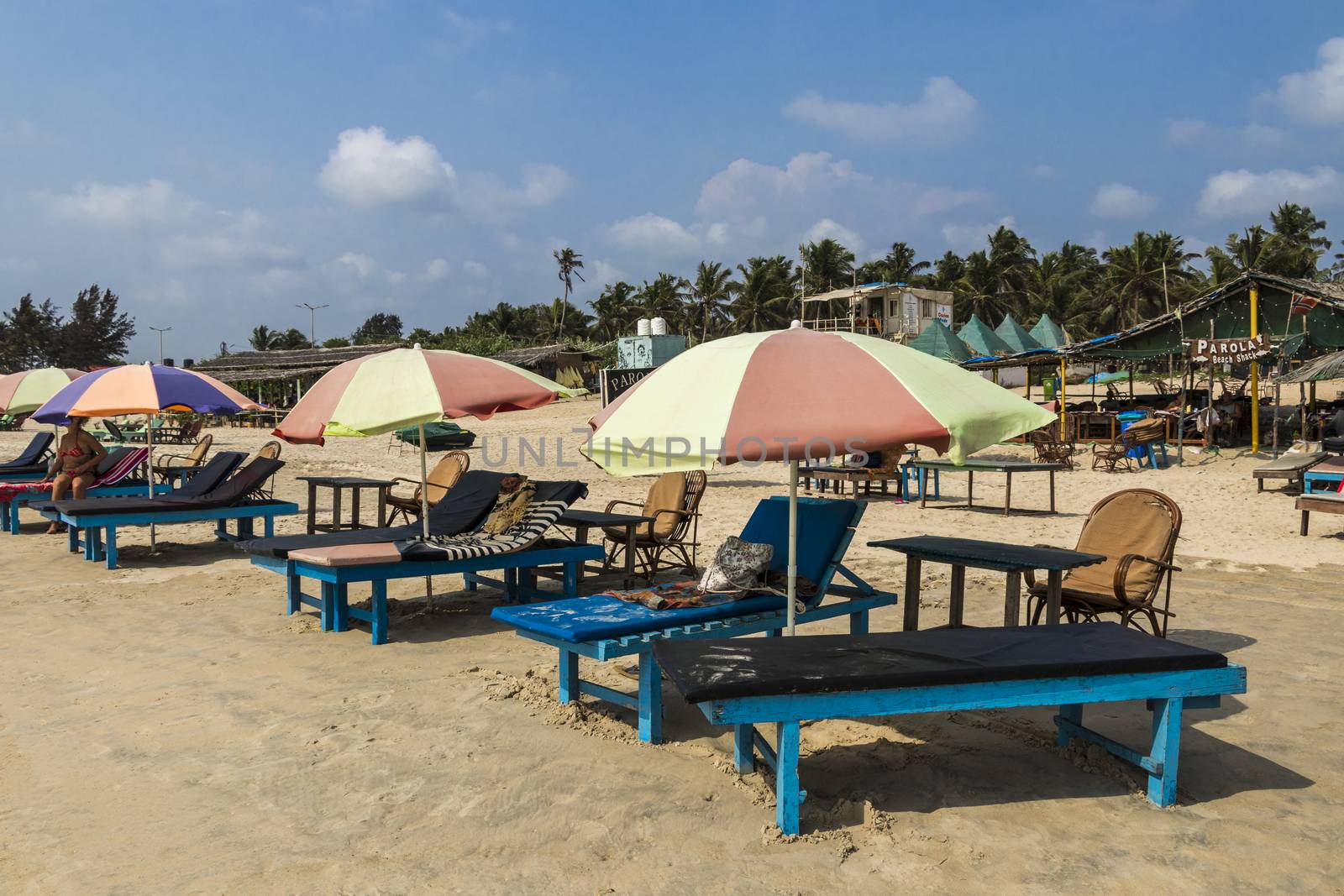 Beautiful, tourist beach in Benaulim, Goa in India