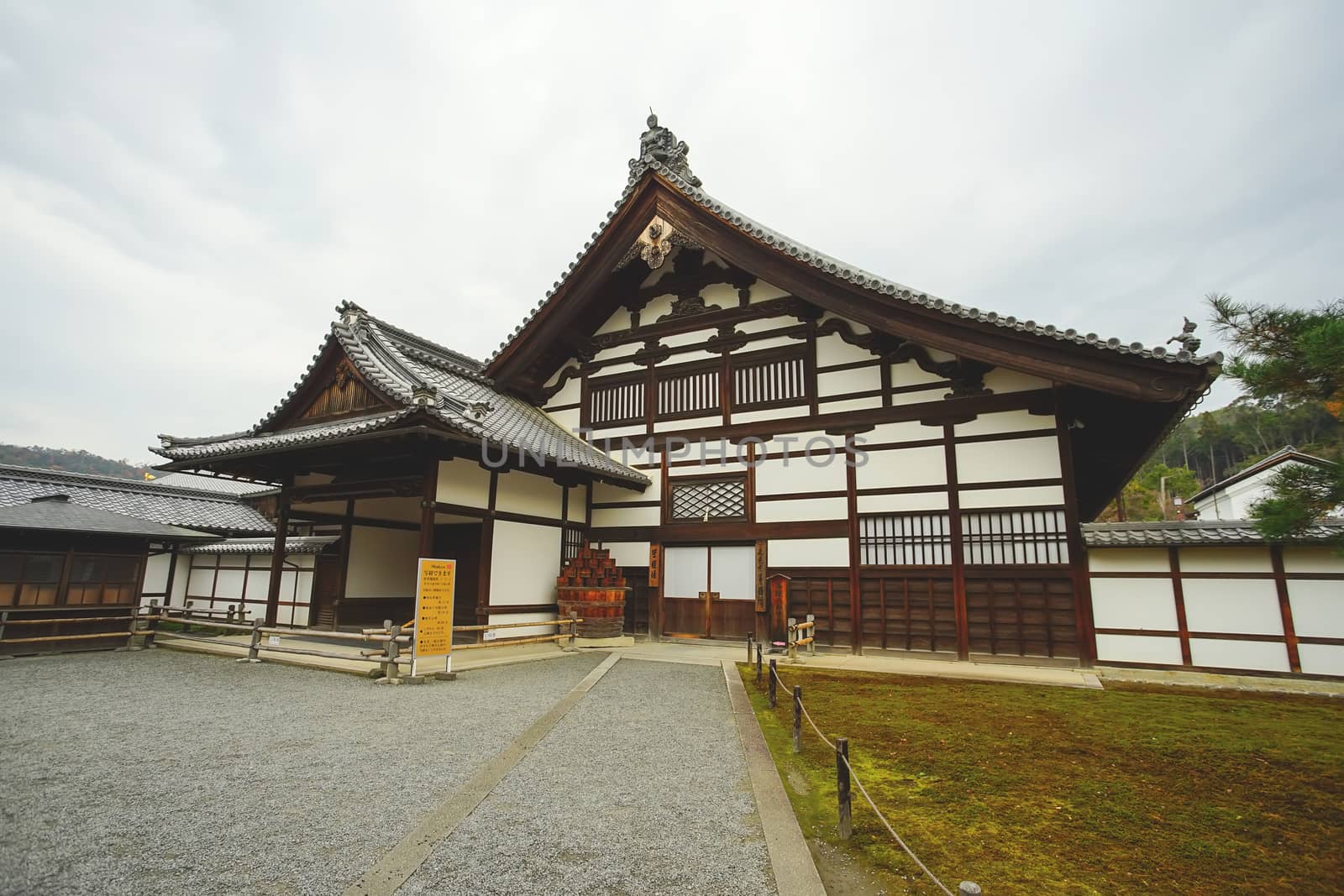 Kyoto, Japan - December 17, 2019 : Japanese style building in the Kinkakuji temple, Kyoto, Japan.