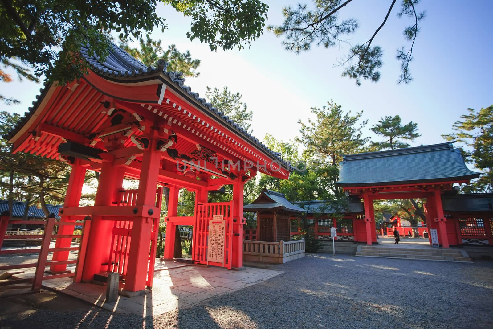 Osaka, Japan - December 15, 2019 : Beatiful scene of Sumiyoshi Taisha Shrine, this is the famous travel destinations of Osaka city.