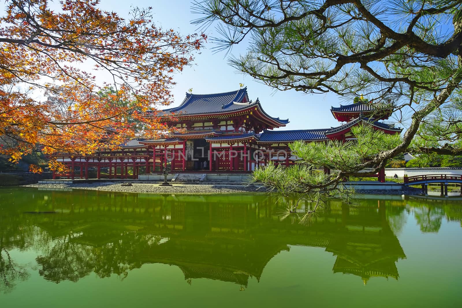 The famous Phoenix Hall or Hoodo Hall in Byodoin(Byodo-in) temple in Uji City, Kyoto, Japan.