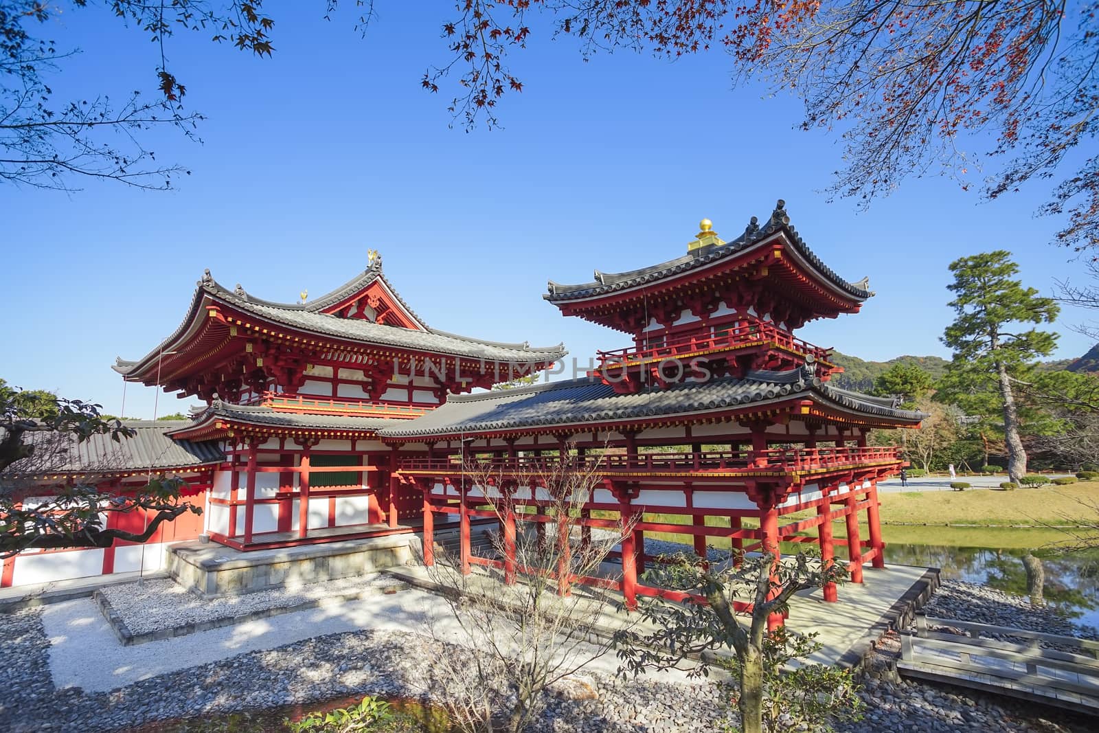 The famous Phoenix Hall or Hoodo Hall in Byodoin(Byodo-in) temple in Uji City, Kyoto, Japan.