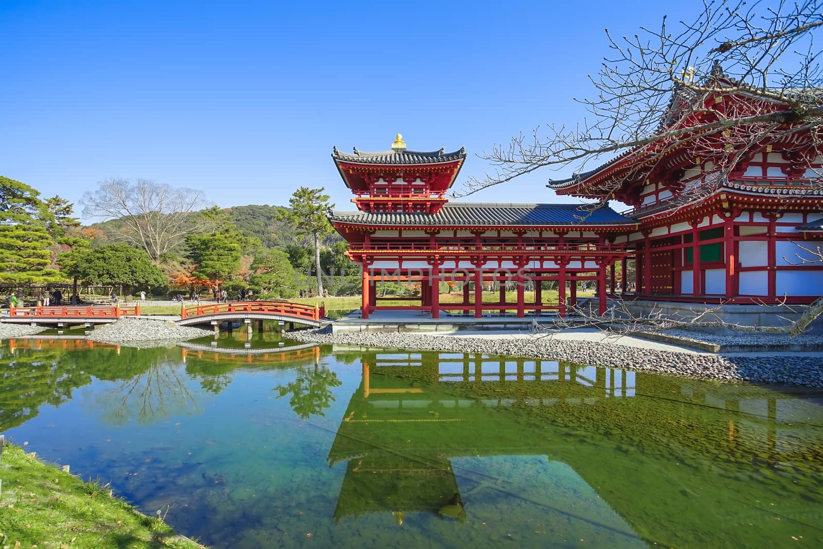 The famous Phoenix Hall or Hoodo Hall in Byodoin(Byodo-in) temple in Uji City, Kyoto, Japan.