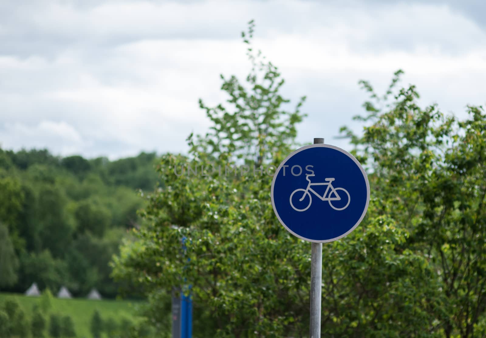 Road sign A road for bicycles on the territory of Luzhniki sports complex in Moscow