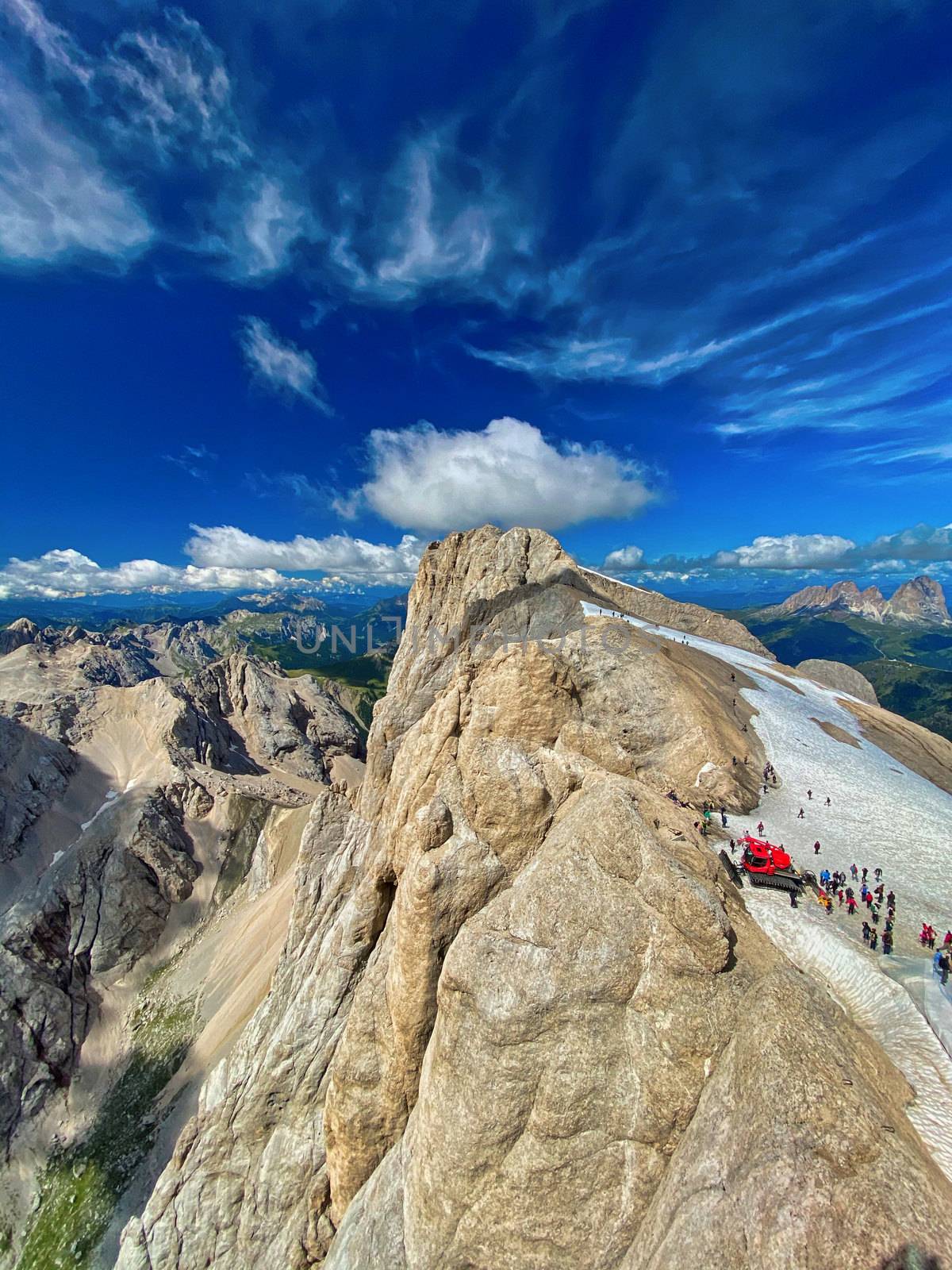 Beautiful glacier of Marmolada, italian alps in summer