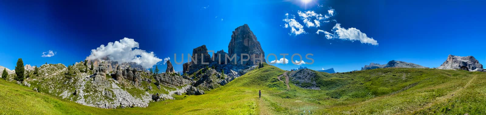 Five Towers, Italian Alps. Cinque Torri landscape in summer seas by jovannig