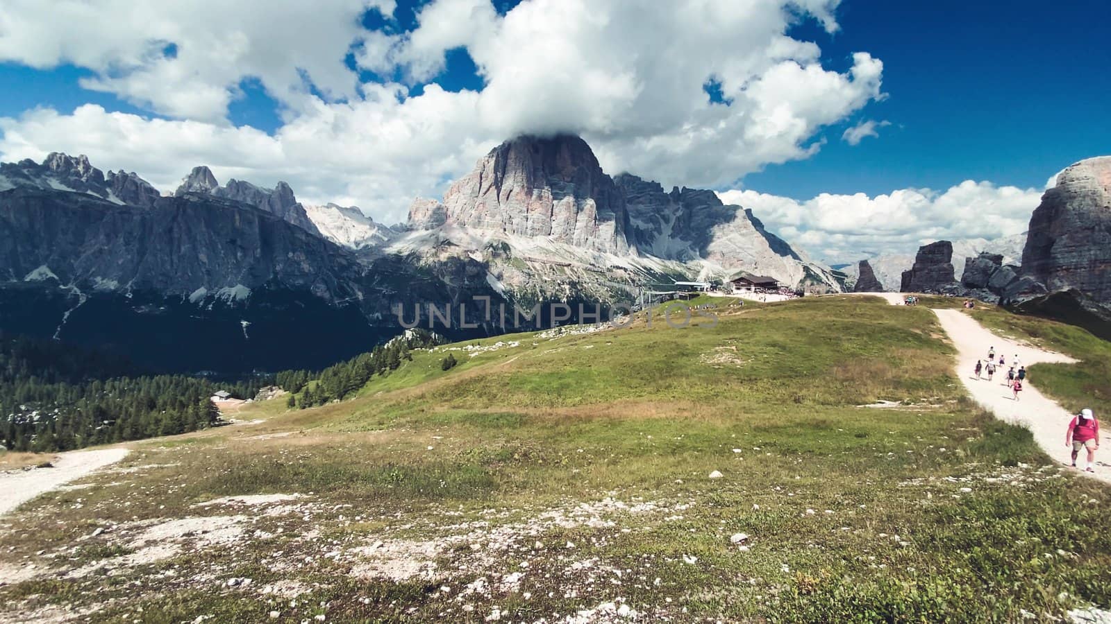 Cinque Torri, Italian Alps. Five Towers mountain peaks.