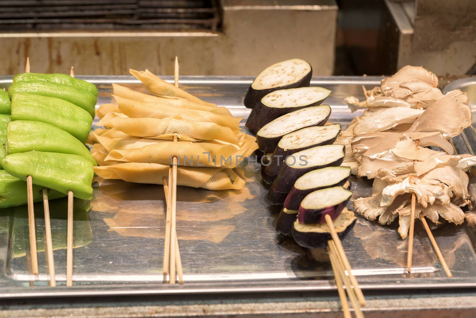 Street food asia. Street food on a stick