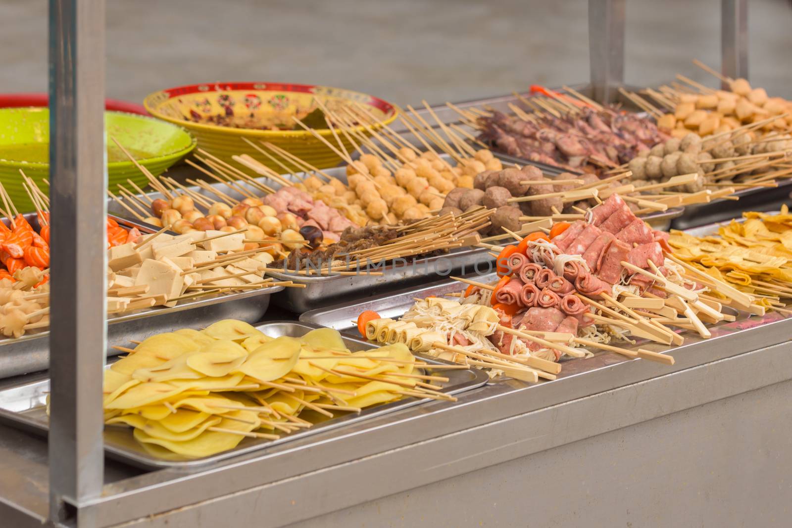 Street food asia. Street food on a stick