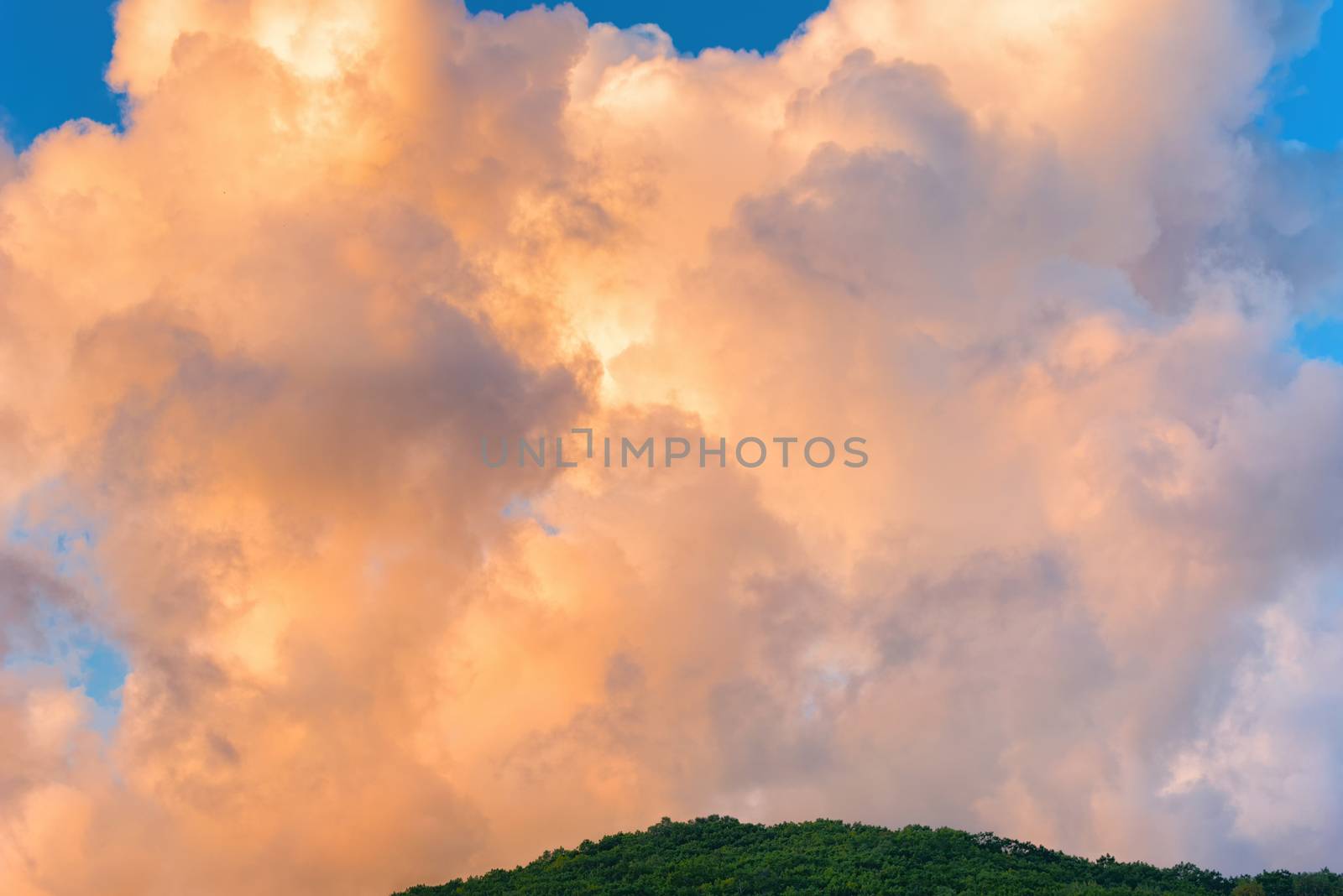 Dramatic sky with cloud at sunset. Clouds in the sky.