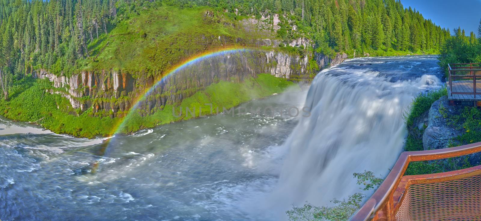 Panorama of Upper Mesa Falls near Ashton, Idaho.