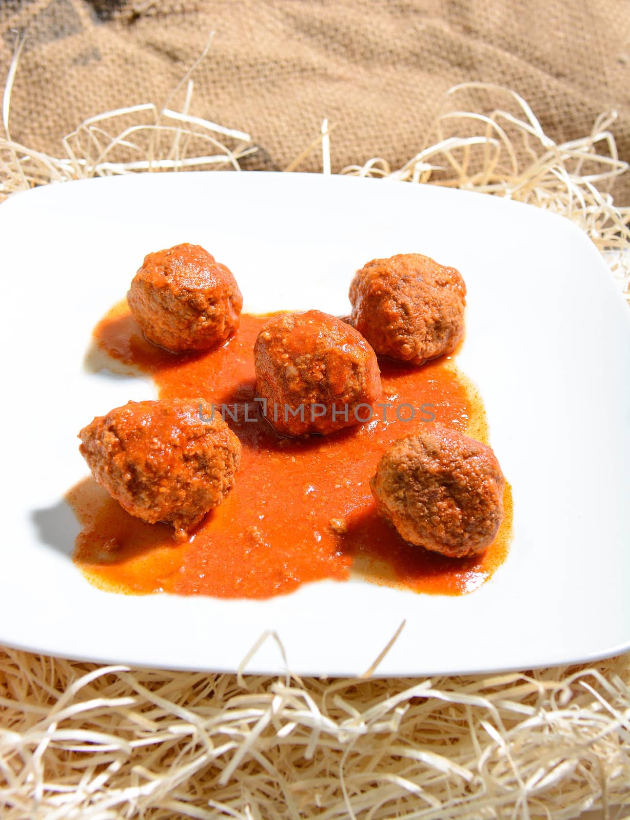 Meatballs Italian  polpette fine cuisine with tomato sauce