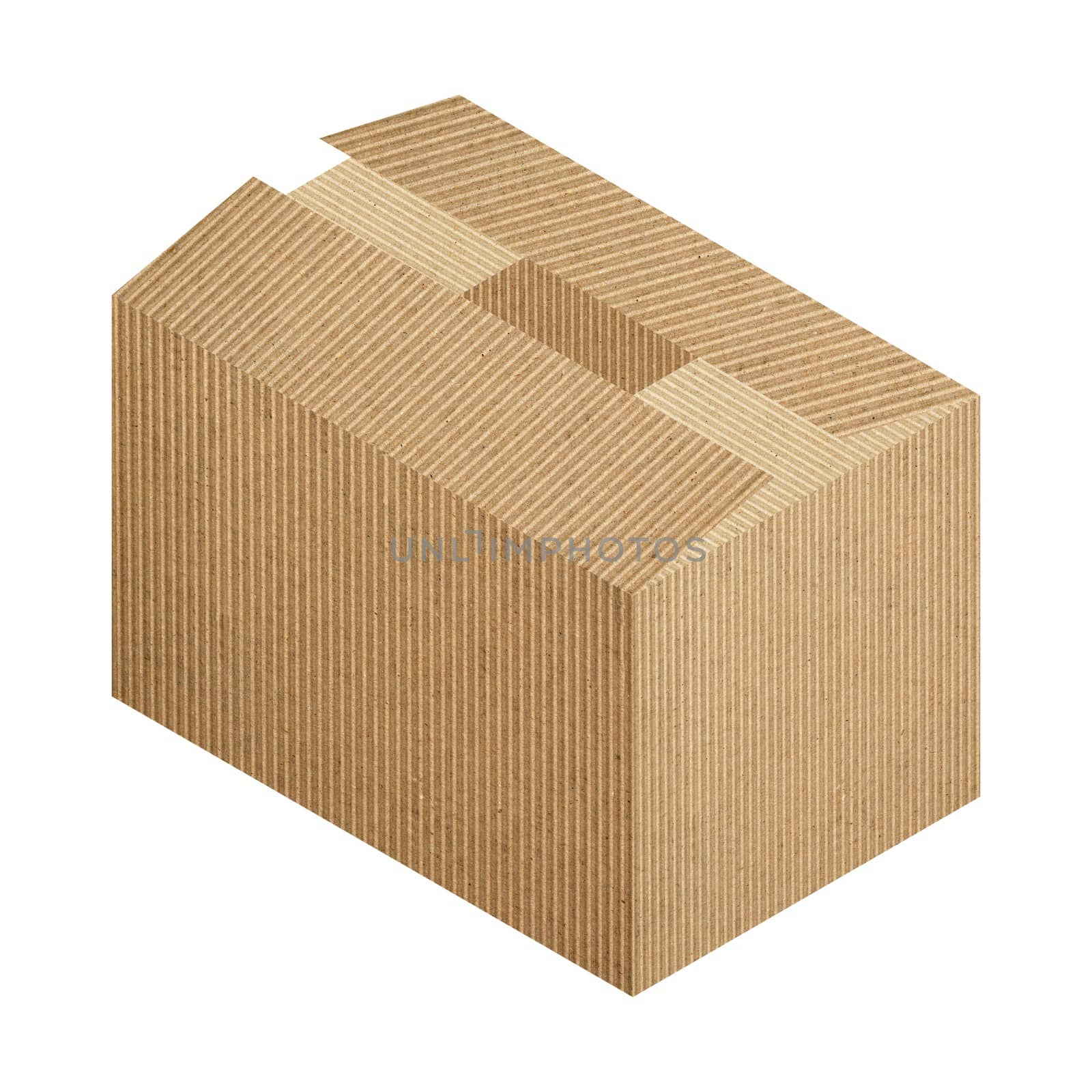 brown corrugated cardboard packet isolated over white background