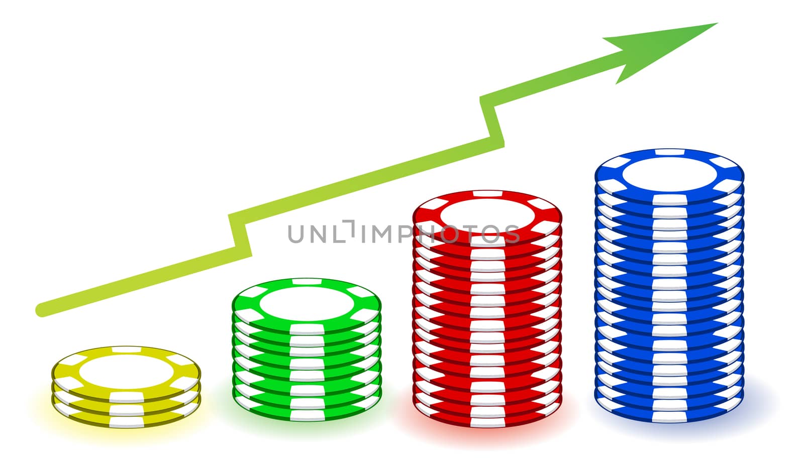 poker chips profits graph illustration by alexmillos