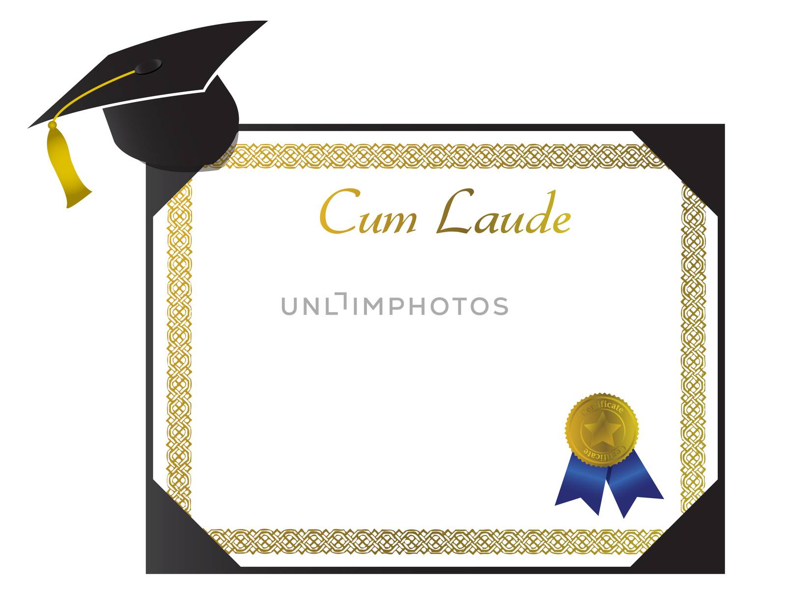 Cum Laude College Diploma with cap and tassel