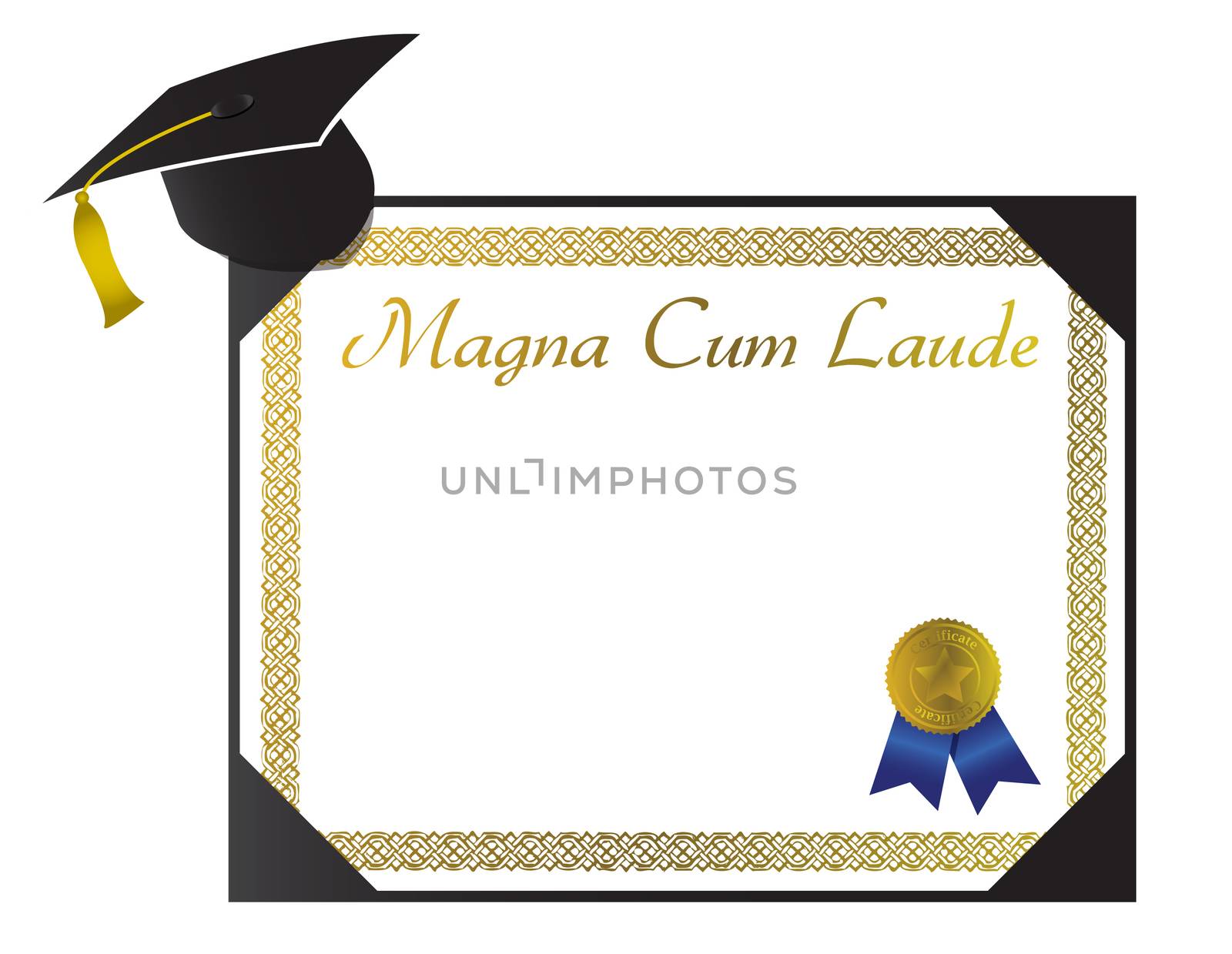 Magna Cum Laude College Diploma with cap and tassel