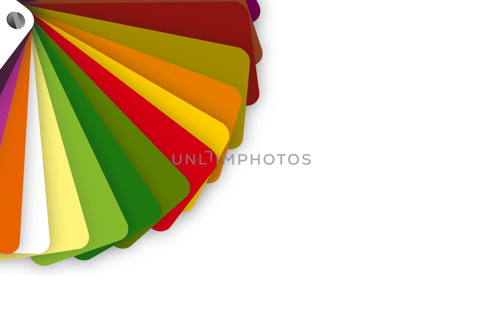 colorful color guide on white background with copy space