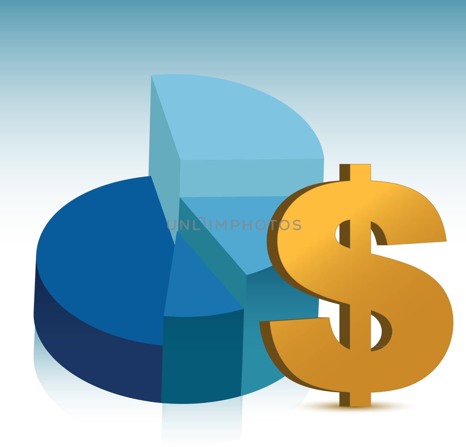 pie chart dollar sign illustration