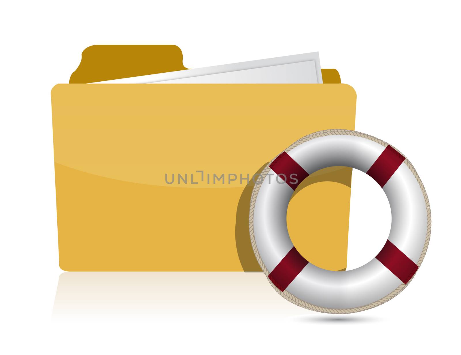 Folder icon with lifesaver over a white background