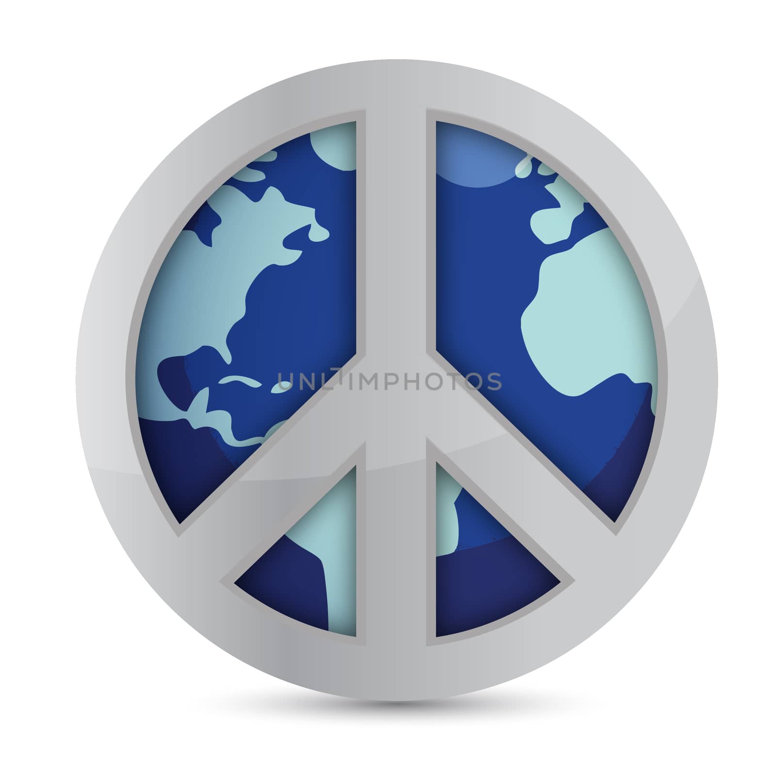 World peace symbol; Peace Symbol and world illustration