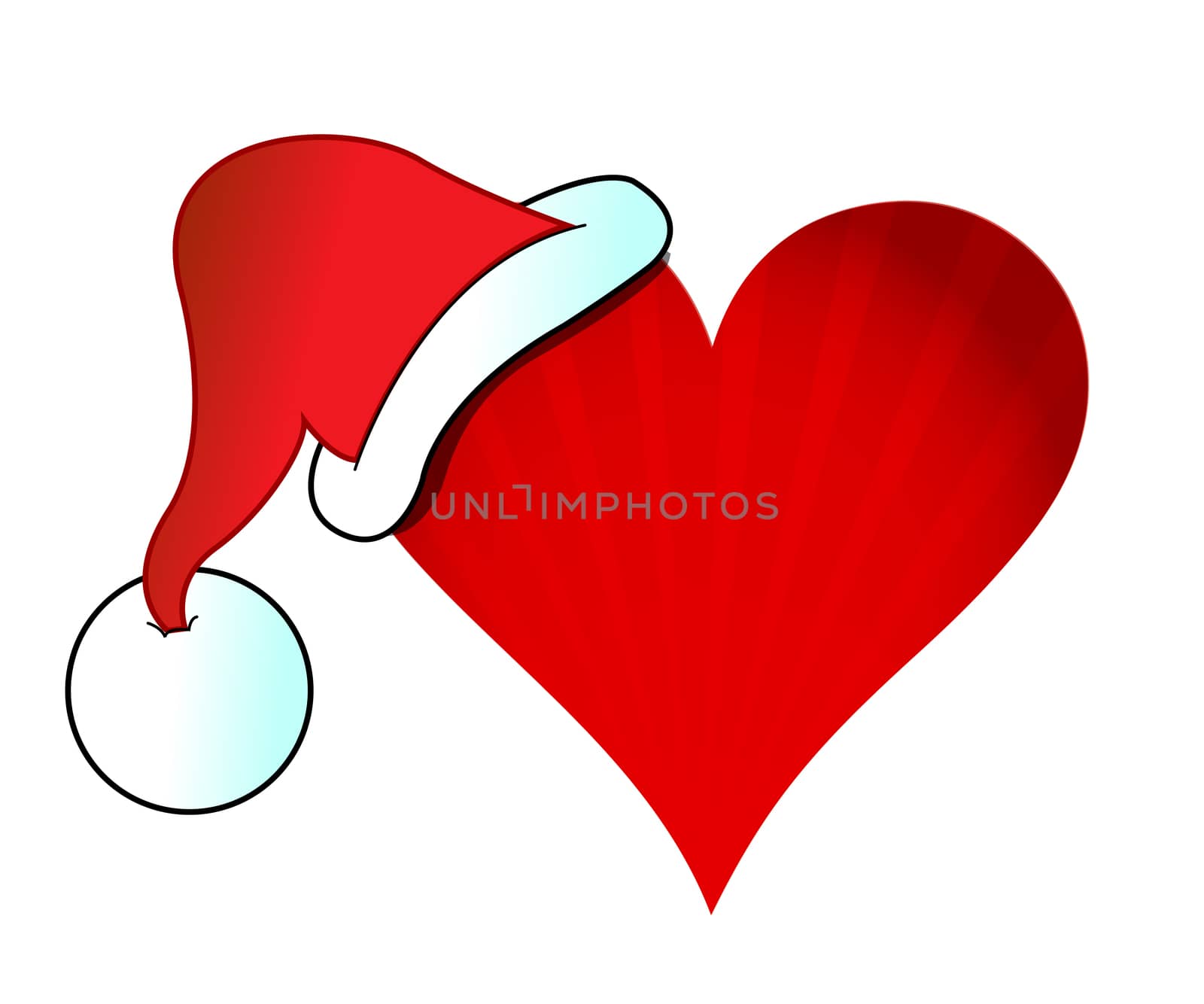 santa hat heart illustration design