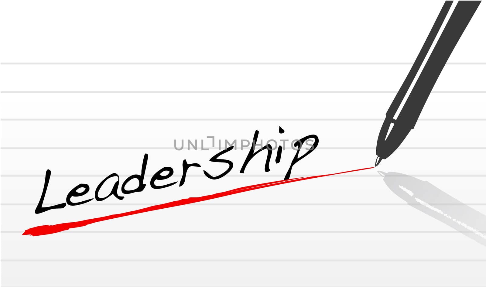 Leadership underlined in pen on a white background