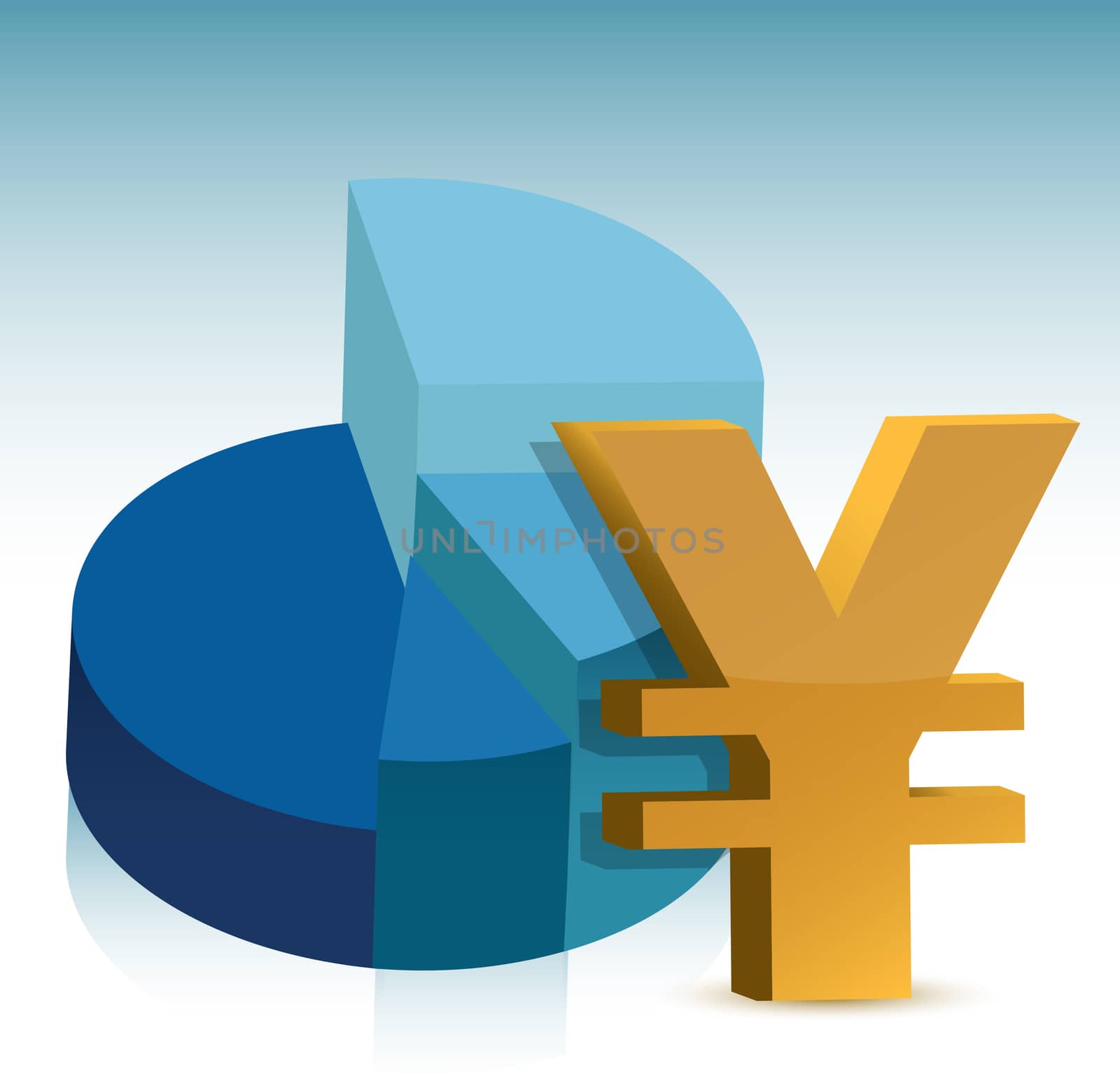 pie chart yen sign illustration