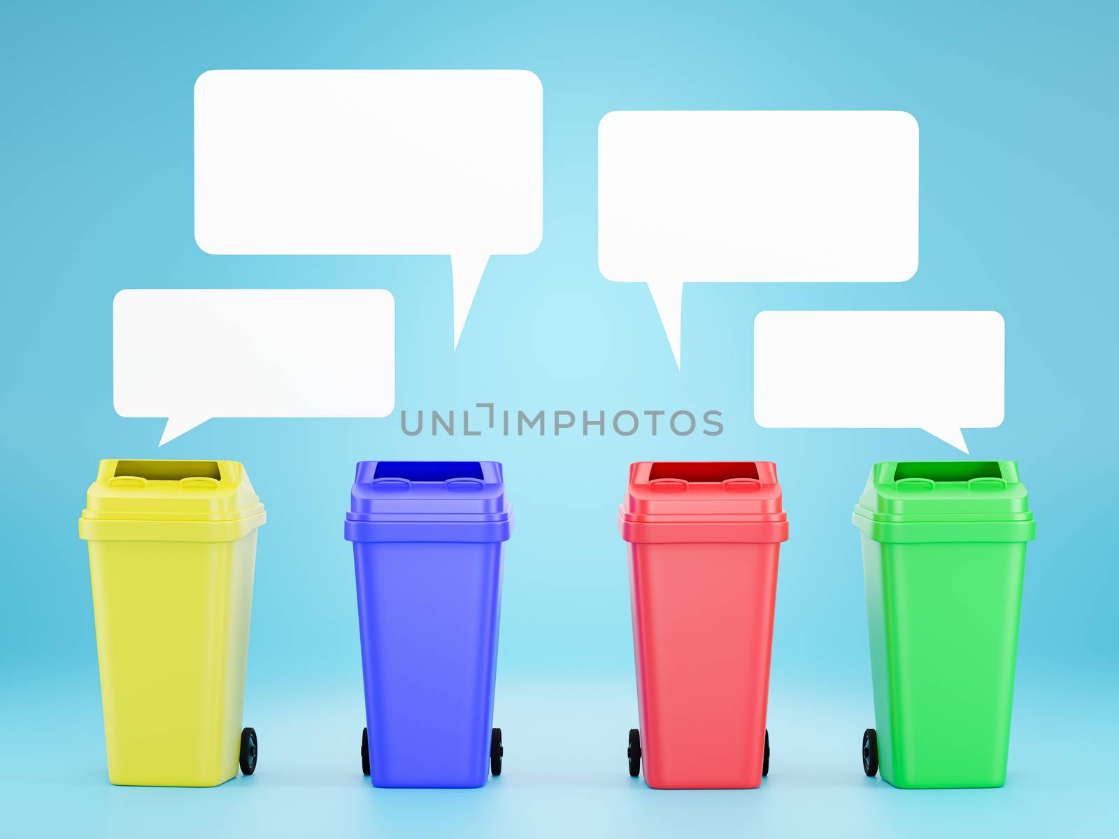 Multicolor trash and white text box on blue background. by SaitanSainam