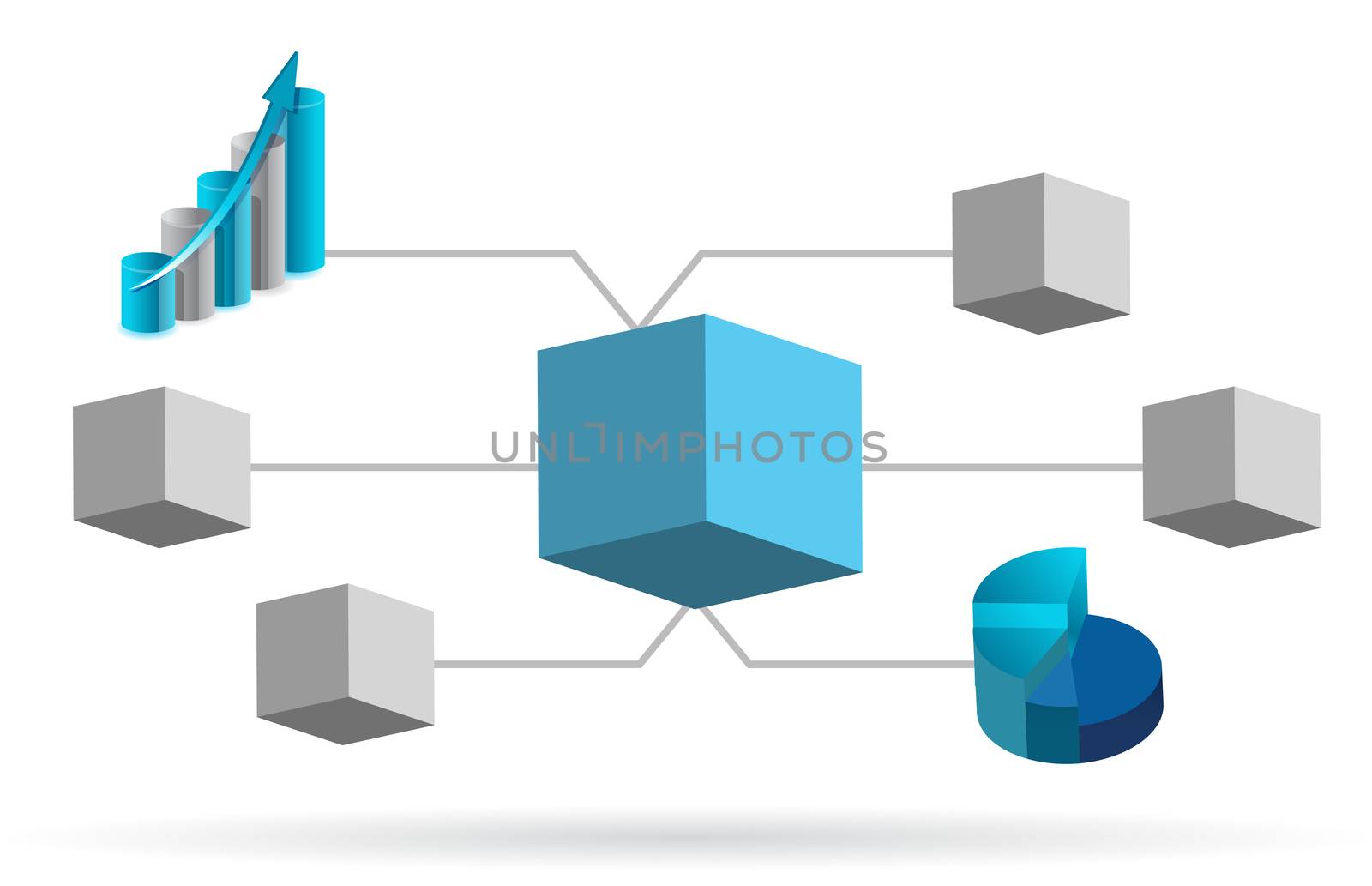 3d box diagram illustration design over white background