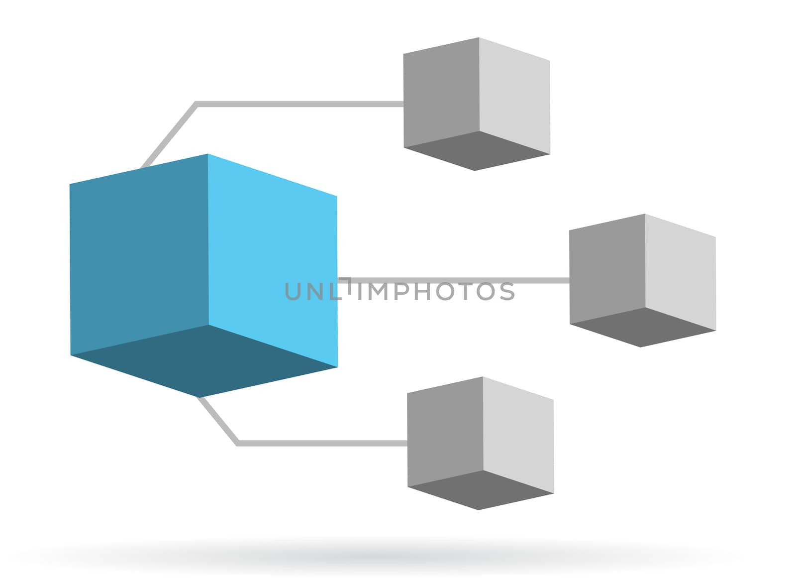 3d box diagram illustration design over white background