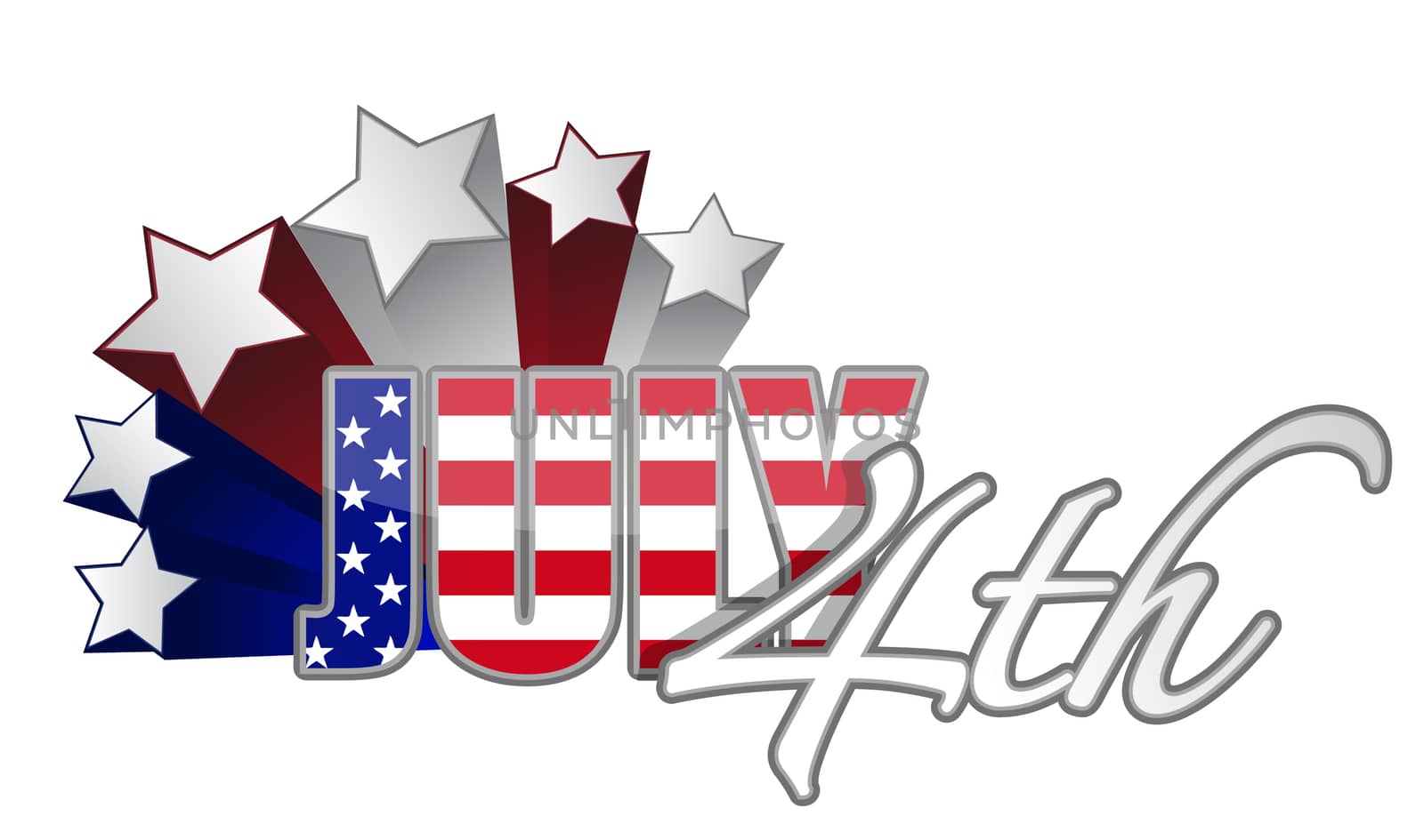 Fourth of July with starts red white and blue designs. vector file available