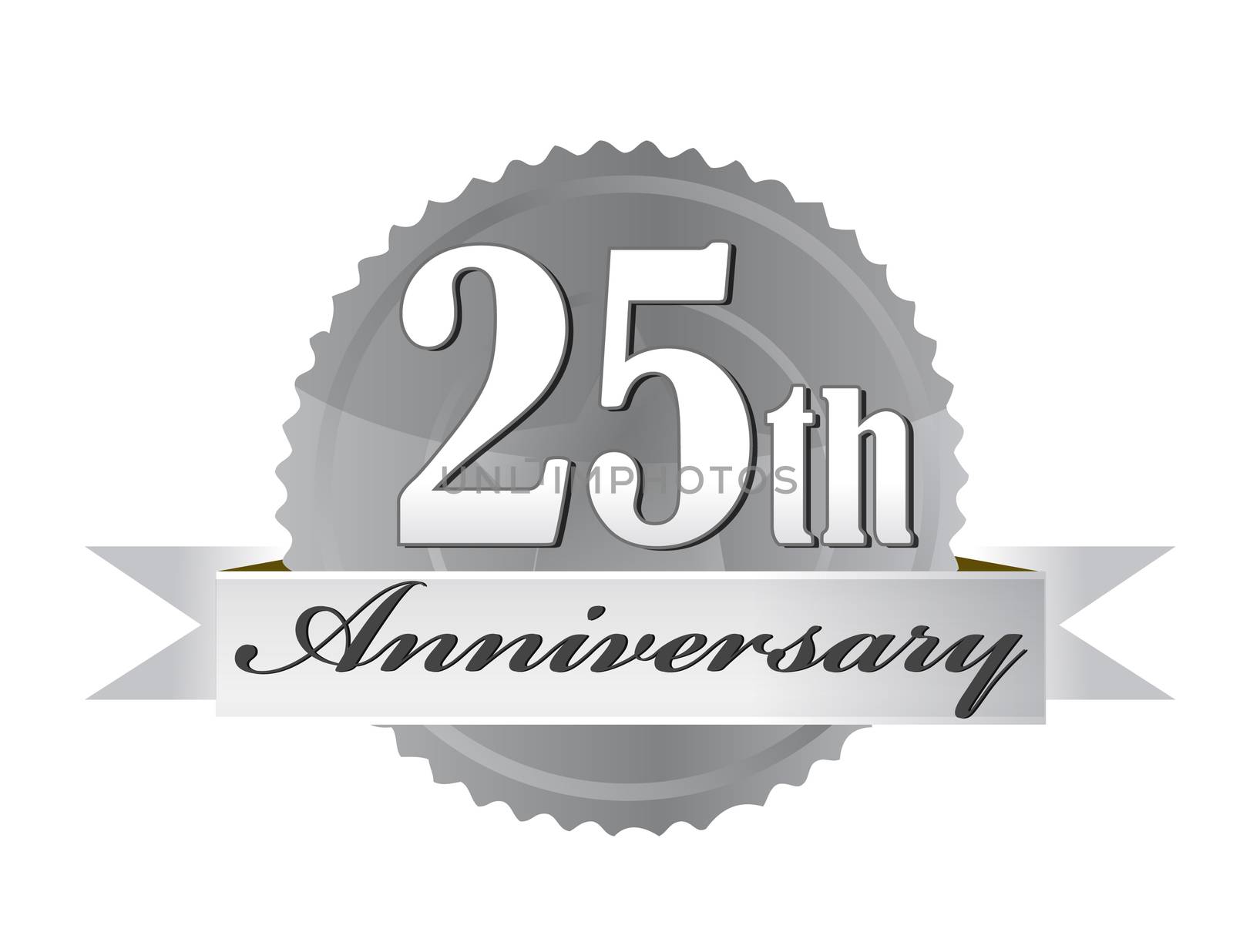 25 years anniversary seal with ribbon. illustration design