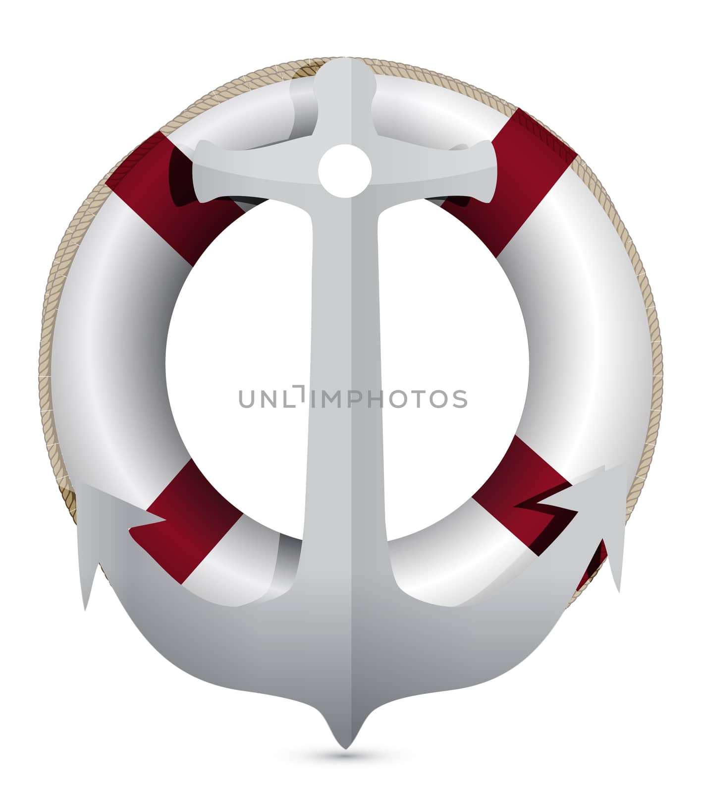 lifebuoy with anchor illustration design on white