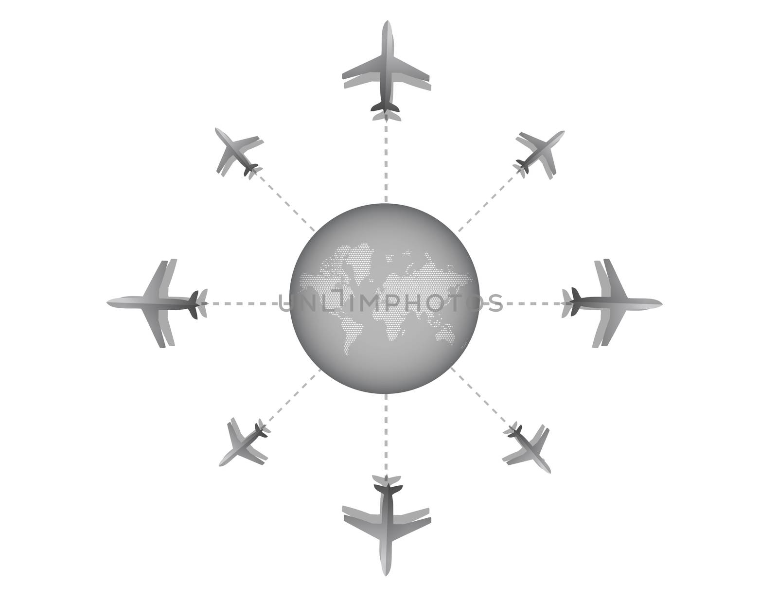 Airplane destination design illustration graph