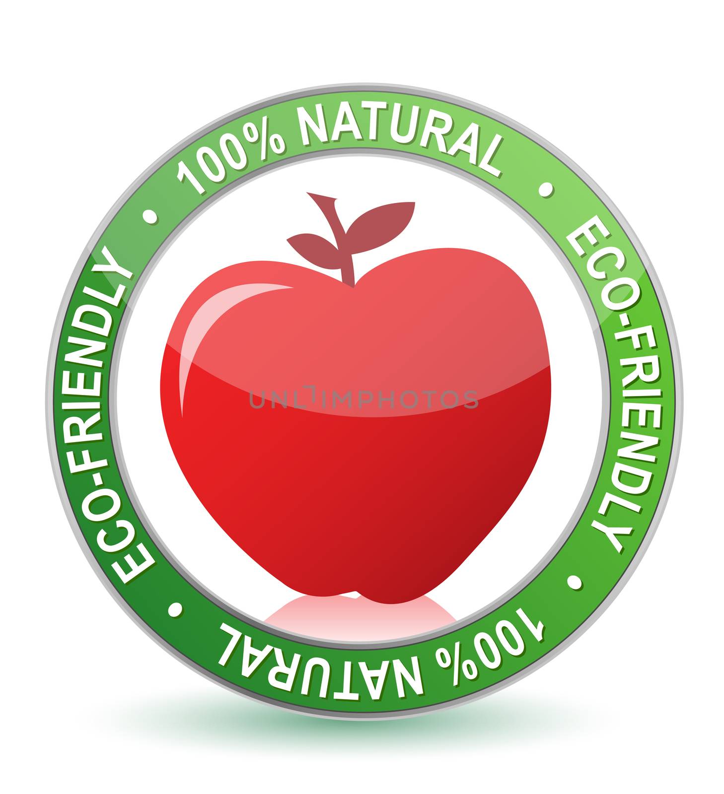 100% natural apple seal illustration design over white