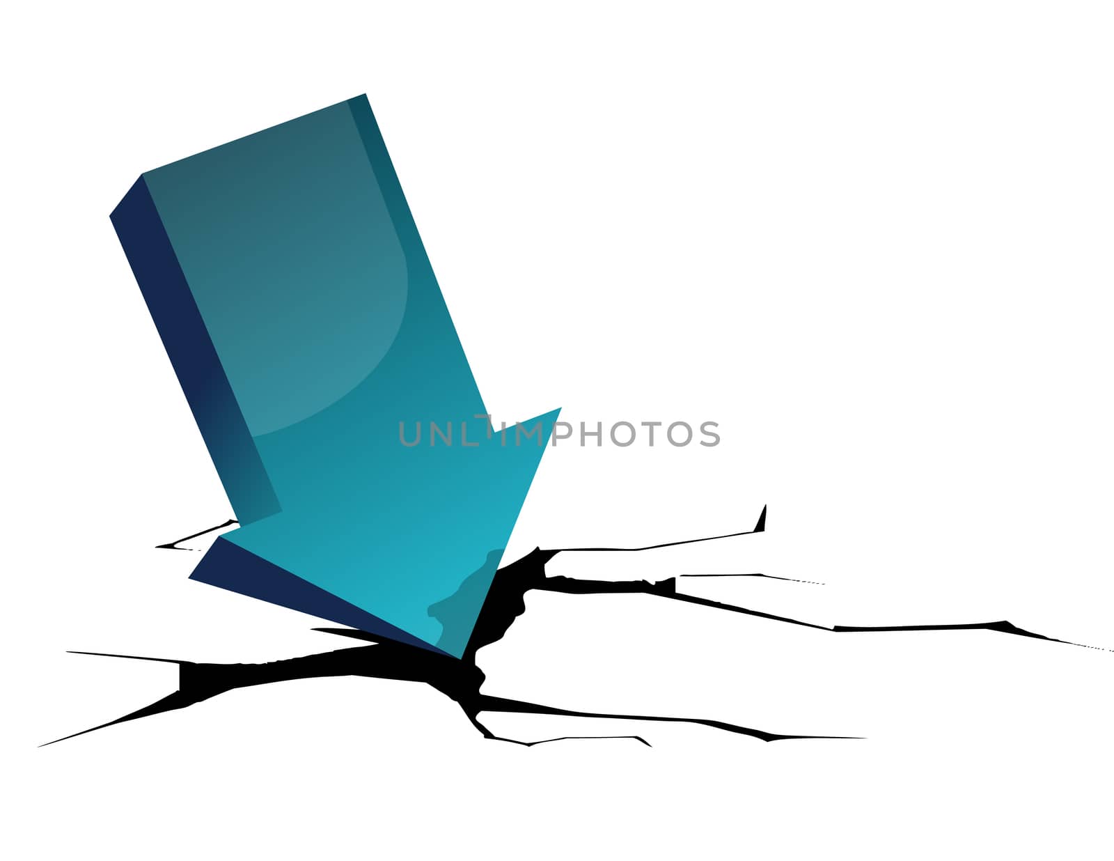 arrow crash - bankruptcy, financial collapse, depression, failure, money crisis 3d concept