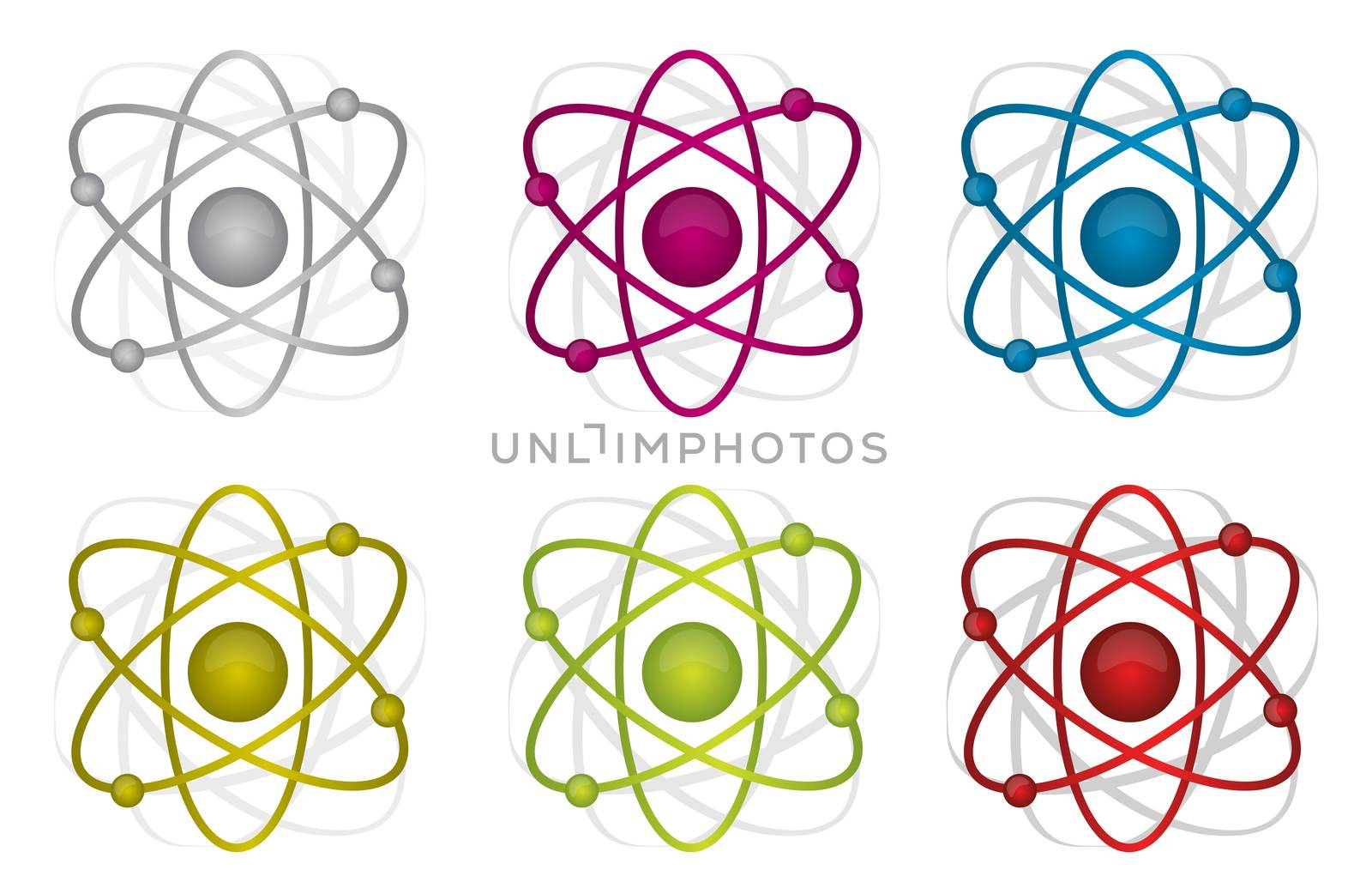 colorful atoms illustration design over white background