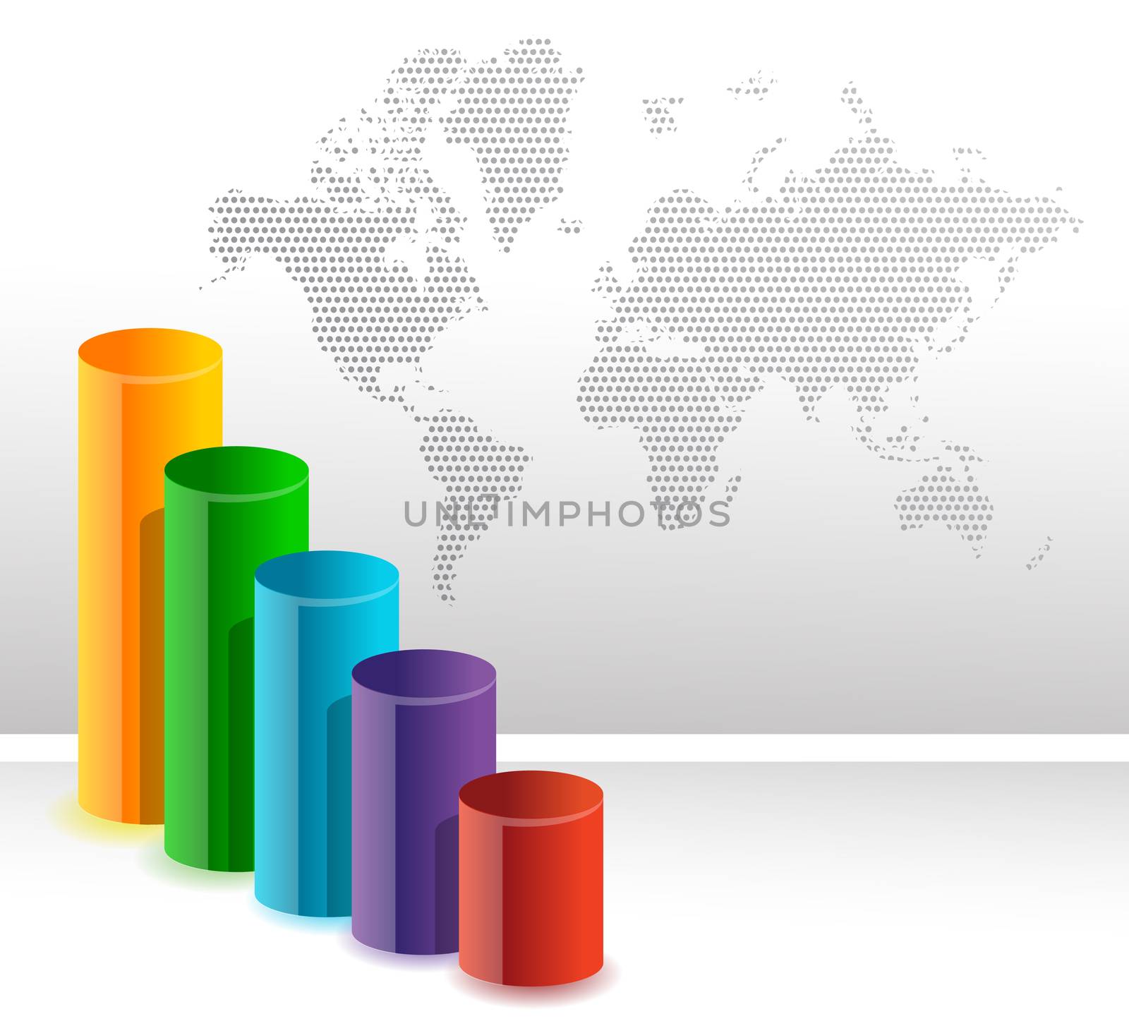 Colorful circular business bar graph background illustration