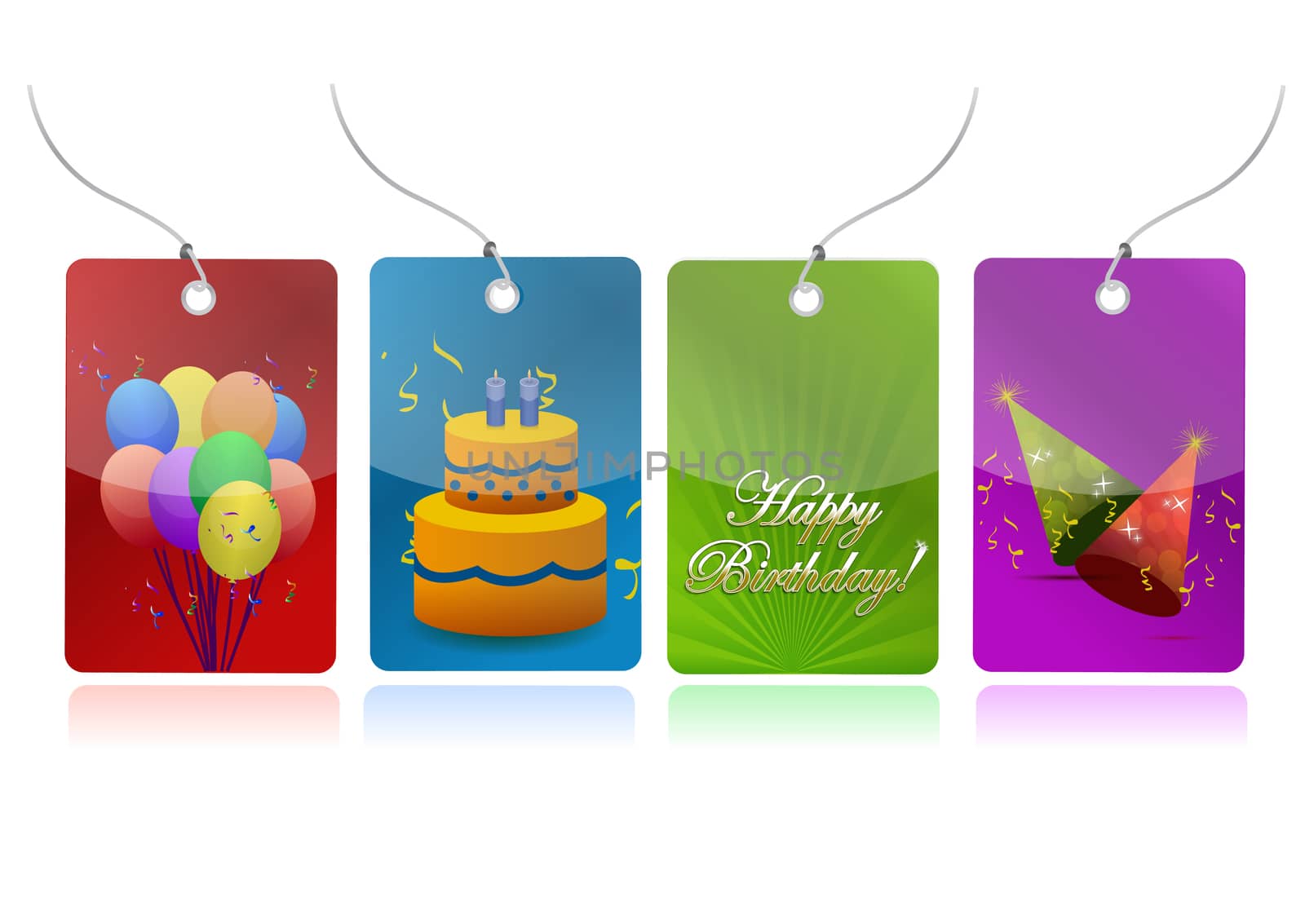 colorful birthday tags illustration design