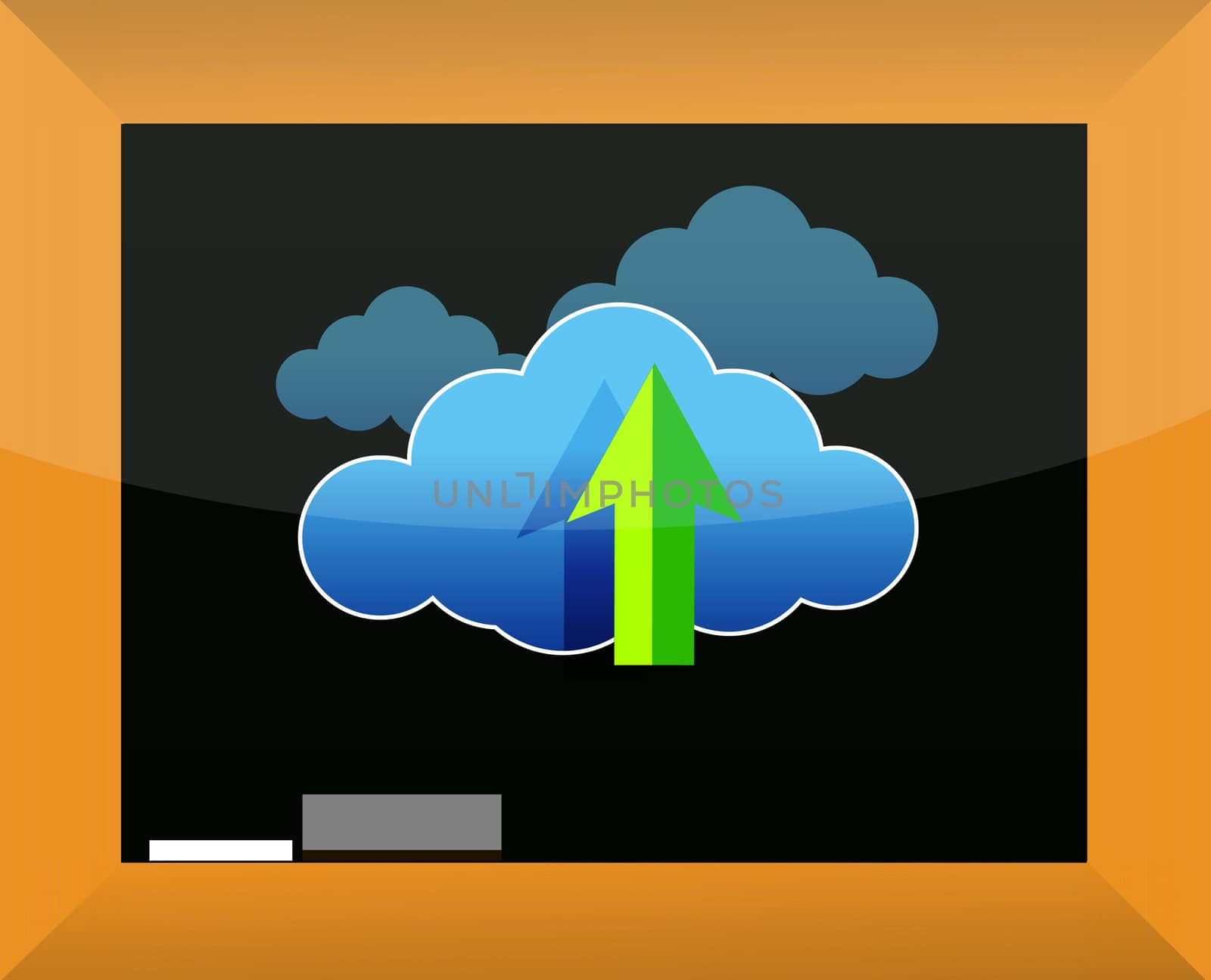 Cloud computing concept on a blackboard illustration