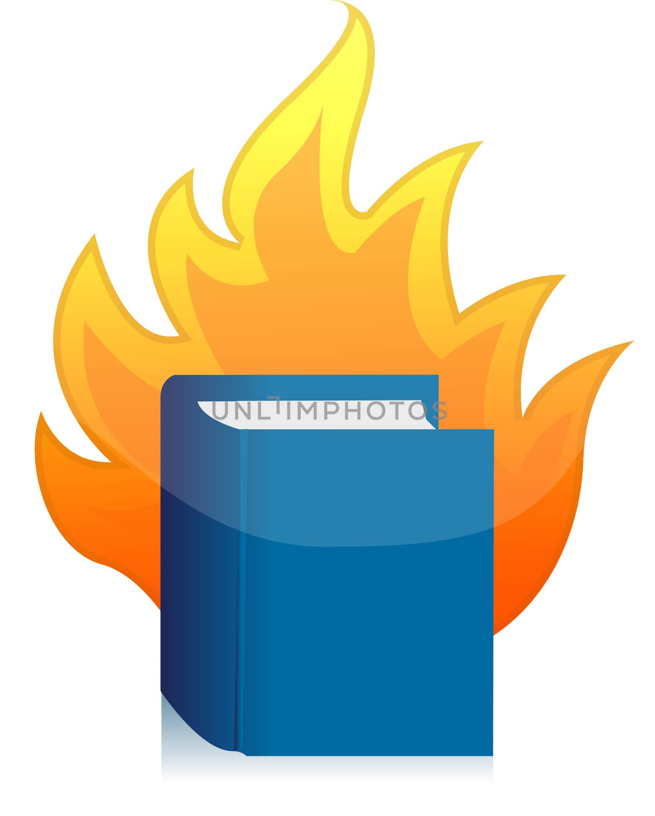 Open book with flame illustration design