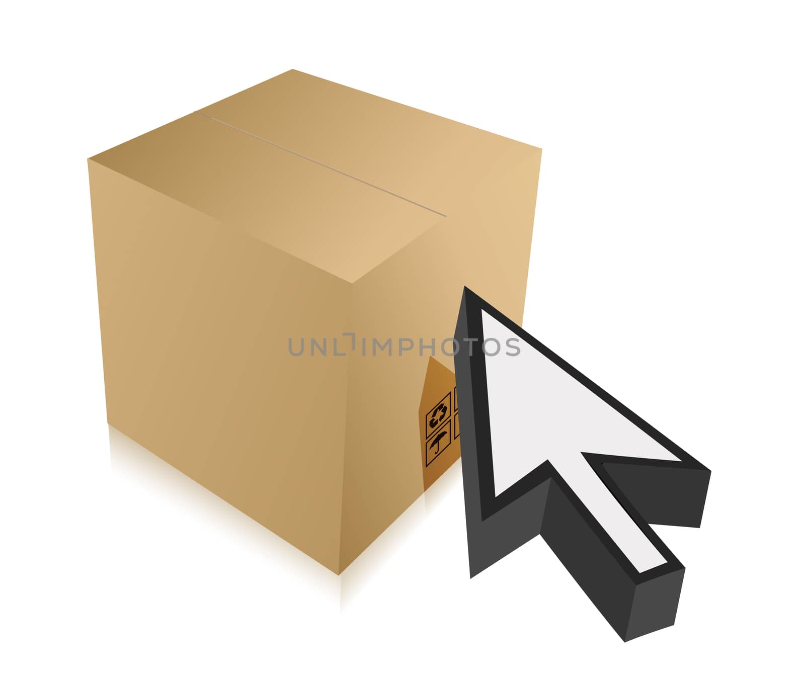 box and cursor illustration design over white